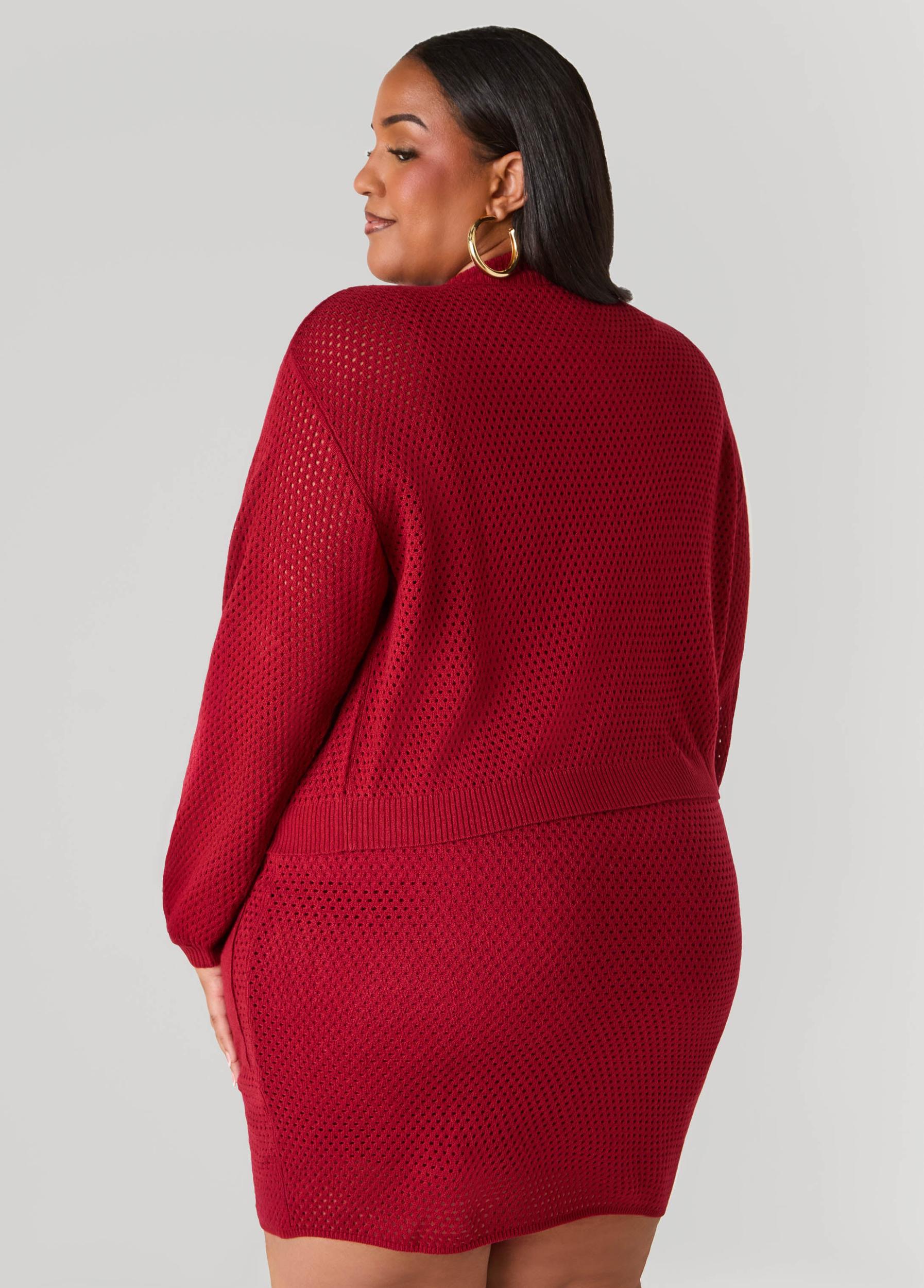 Plus Size Zip Front Crochet Cardigan Ashley Stewart Product Image