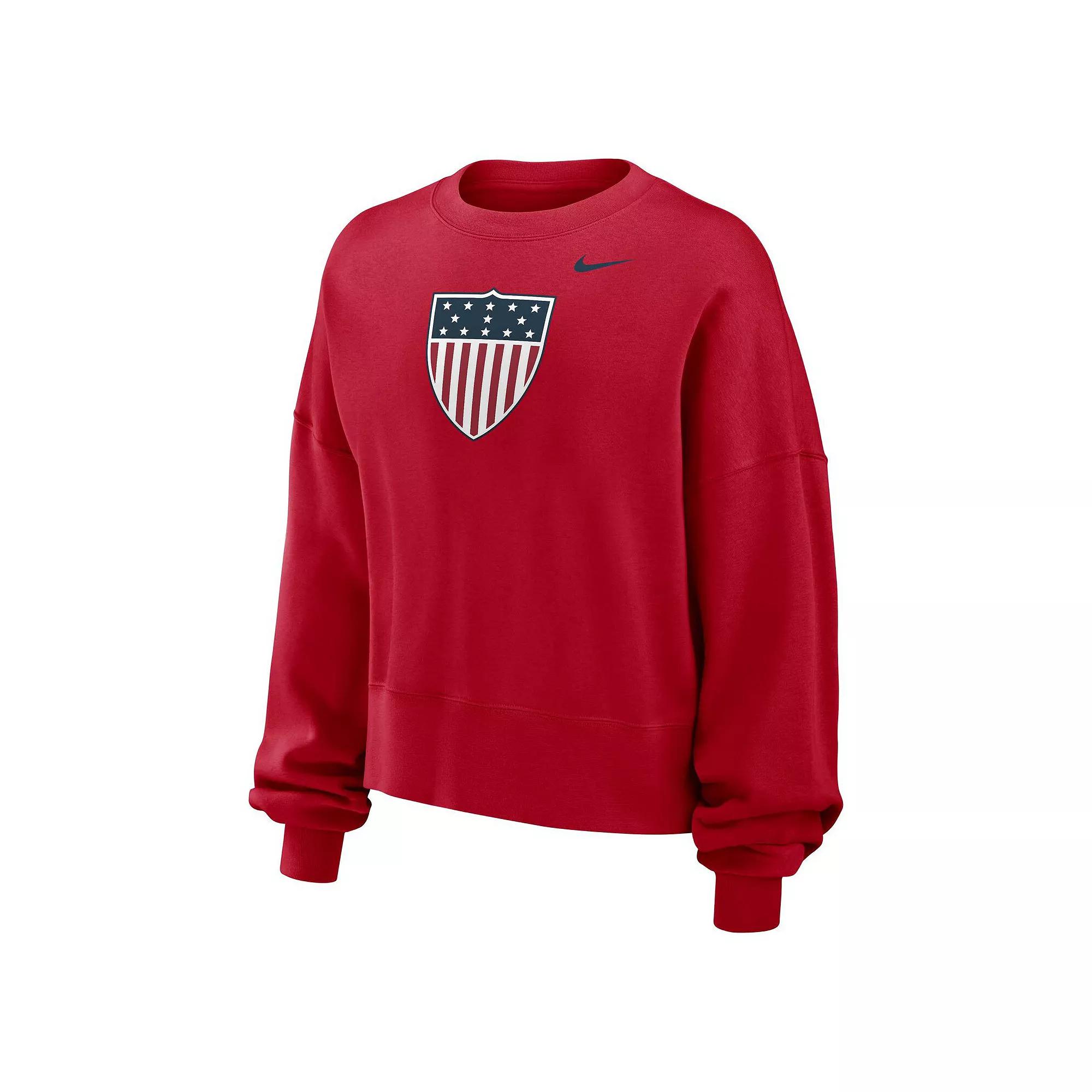 Womens Nike Red Team USA Phoenix Fleece Pullover Sweatshirt Product Image