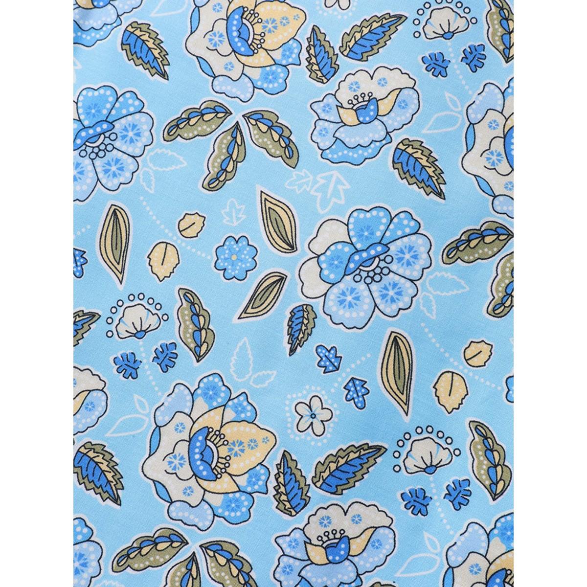 Plus Size Floral Color Block Breezy Kimono Women LightBlue Asymmetrical Loose Vacation Kimonos BloomChic 26/4X Product Image