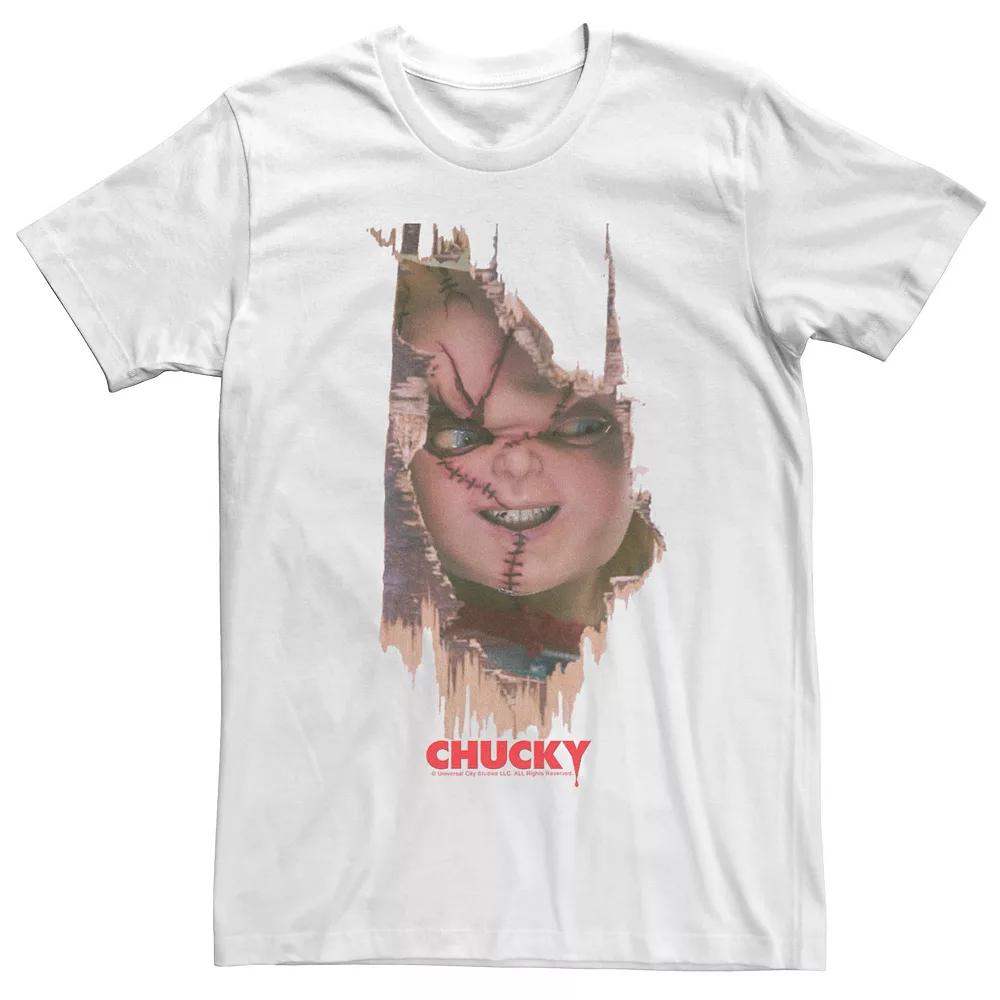 Men's Chucky It's Chucky Wood Door Breath Through Movie Poster Tee,  Product Image