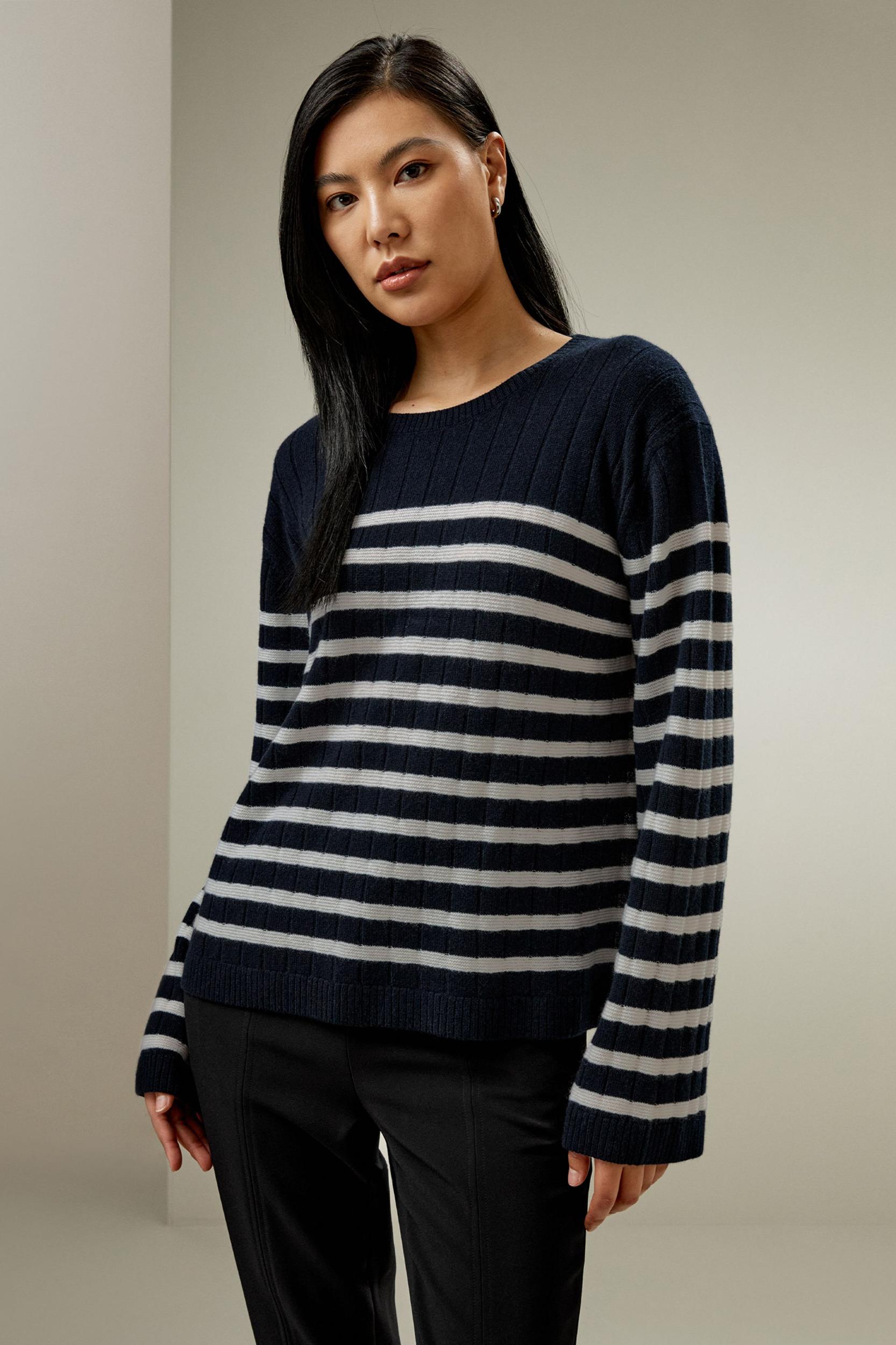 Drop-Shoulder Striped Cashmere Sweater Product Image