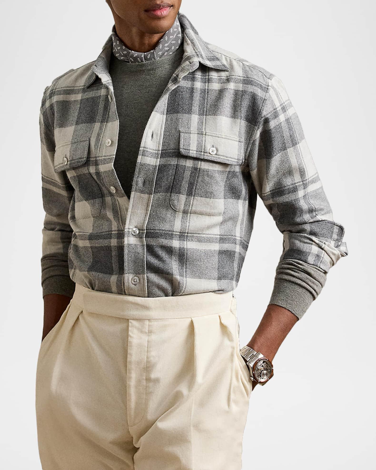Men's Cashmere Plaid Utility Button-Down Shirt Product Image