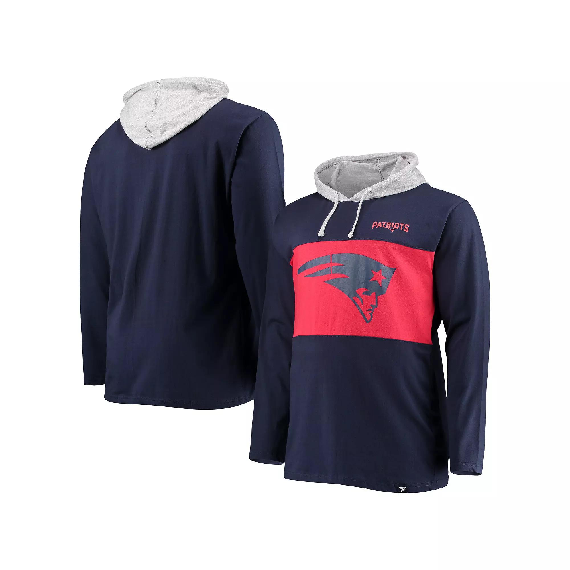 Men's Fanatics Branded Navy New England Patriots Big & Tall Logo Hoodie Long Sleeve T-Shirt,  Product Image