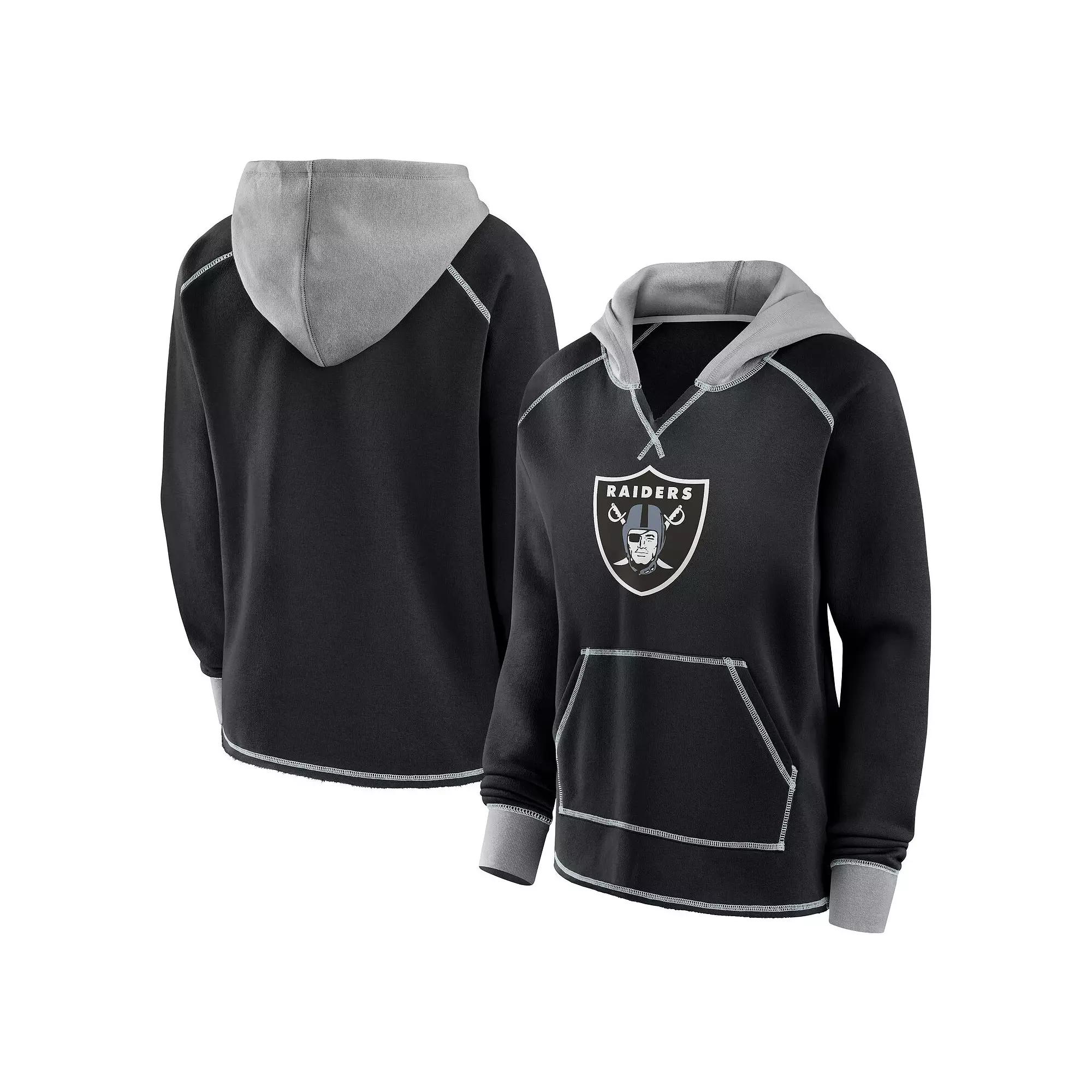 Women's Black New Orleans Saints Boom Fleece Pullover V-Neck Hoodie,  Product Image