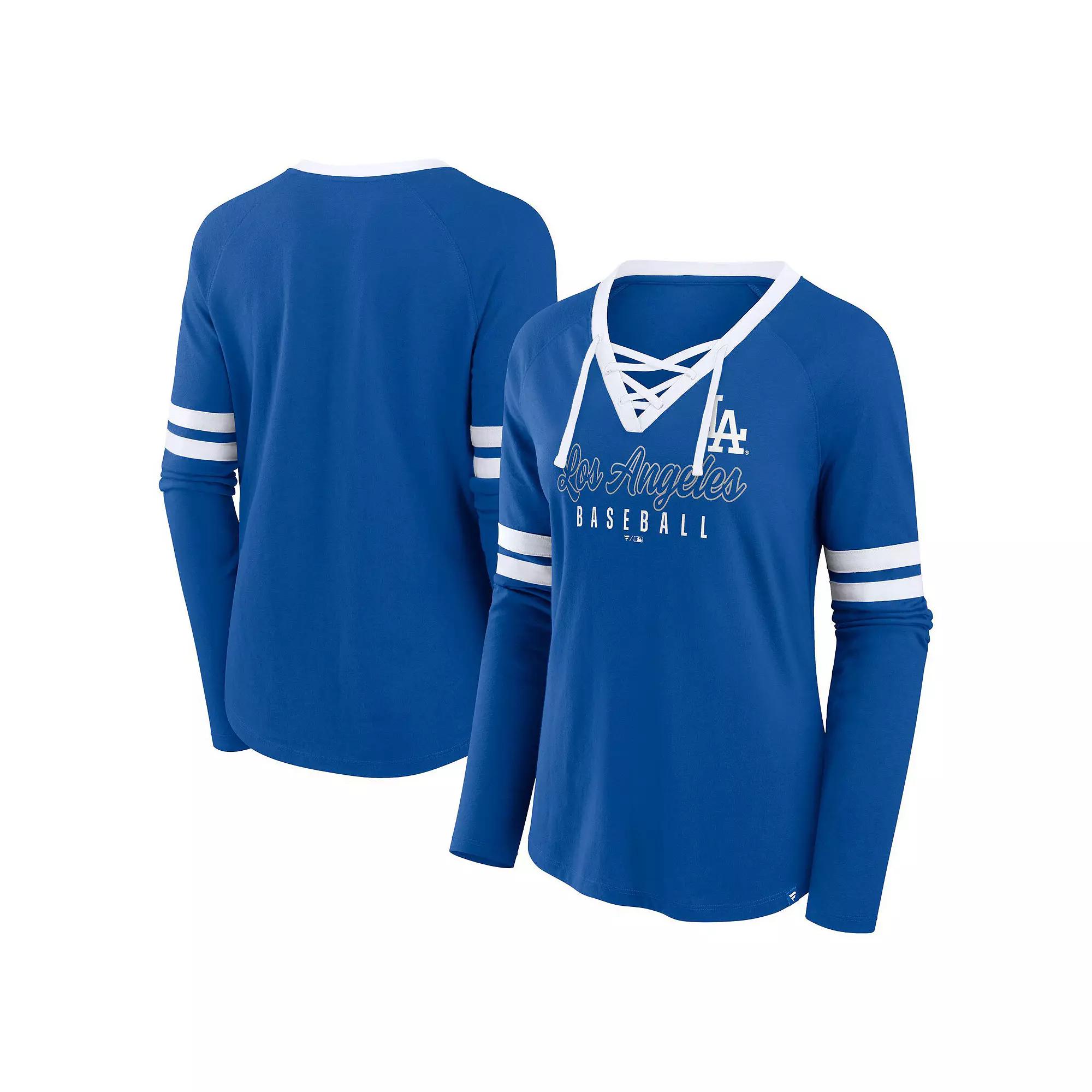 Women's Fanatics Navy Tennessee Titans Won and Done Lace-Up Long Sleeve Fashion Top, Size: 3XL, Blue Product Image