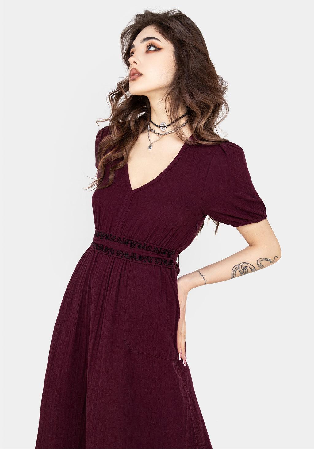 Poultice Embroidered Cotton Midi Dress Product Image