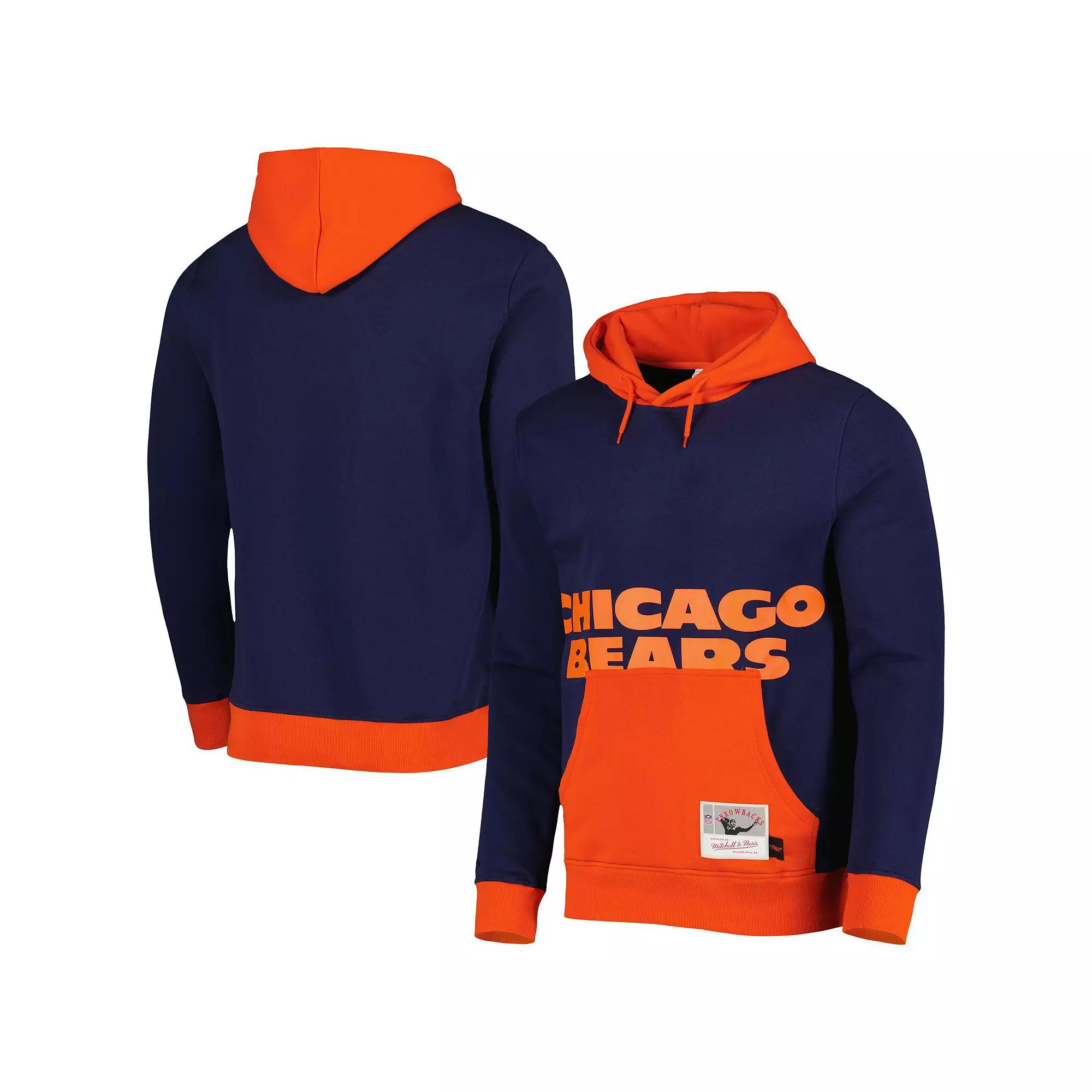 Men's Mitchell & Ness Navy Chicago Bears Big Face 5.0 Pullover Hoodie, Size: XL, Blue Product Image