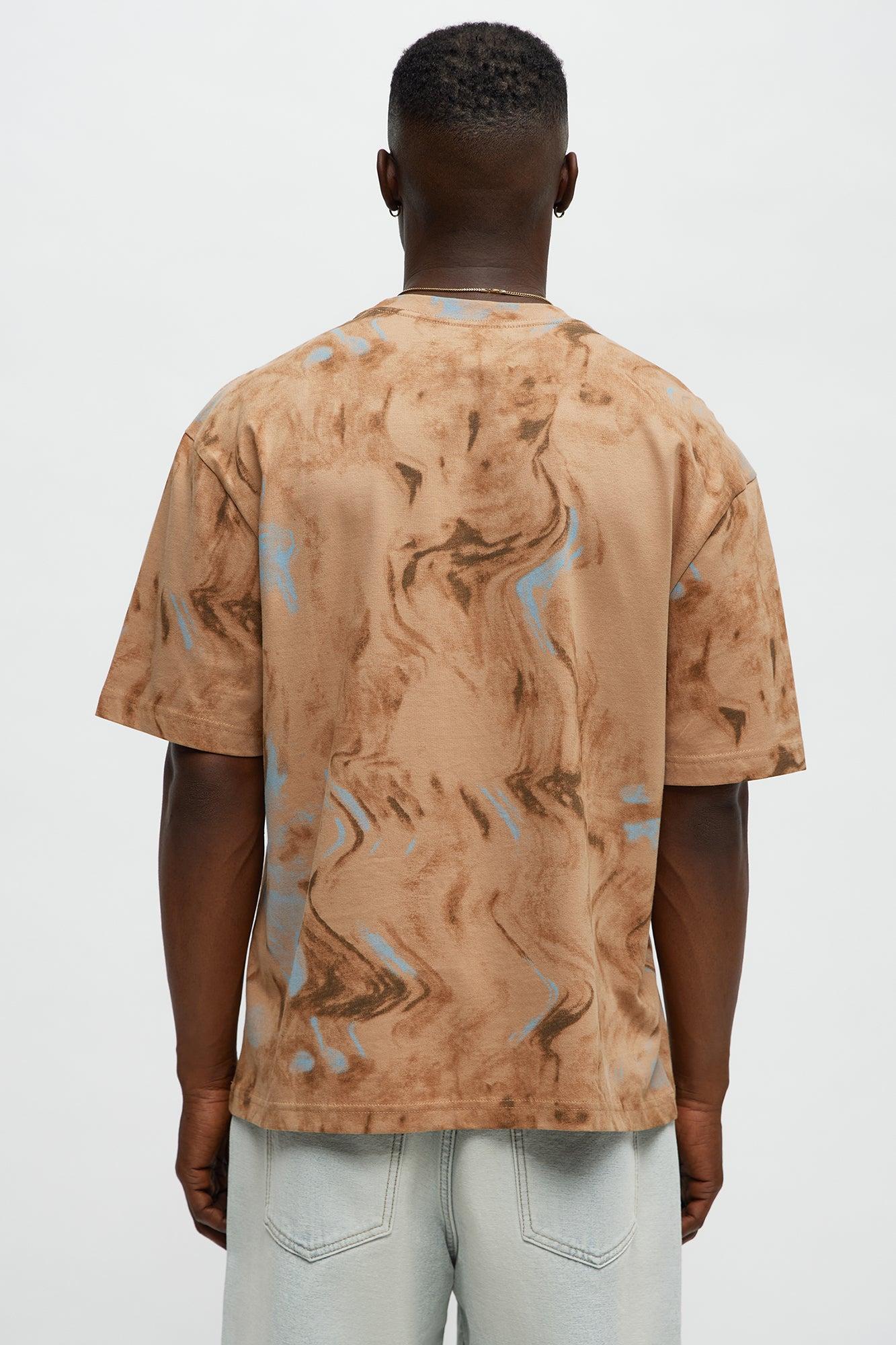 Marble Print Relaxed Tee - Taupe Male Product Image