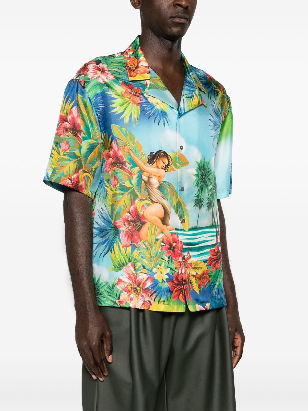 floral-print silk shirt Product Image