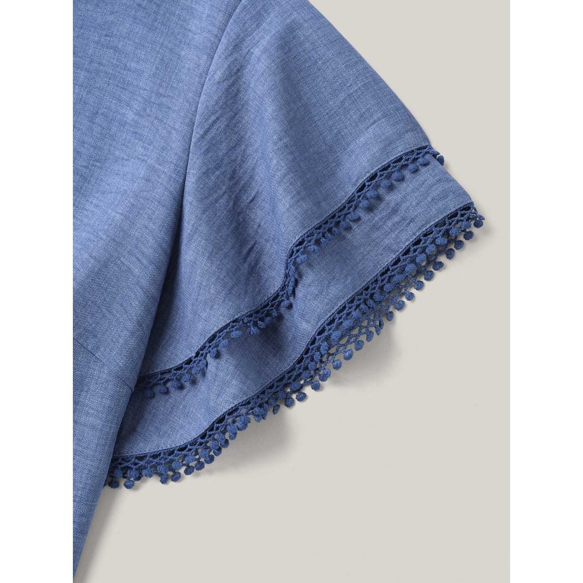 Plus Size Stone Textured Layered Ruffle Sleeve Lace Blouse Women Elegant Short sleeve Round Neck Everyday-Elegant Blouses BloomChic 30/6X Product Image