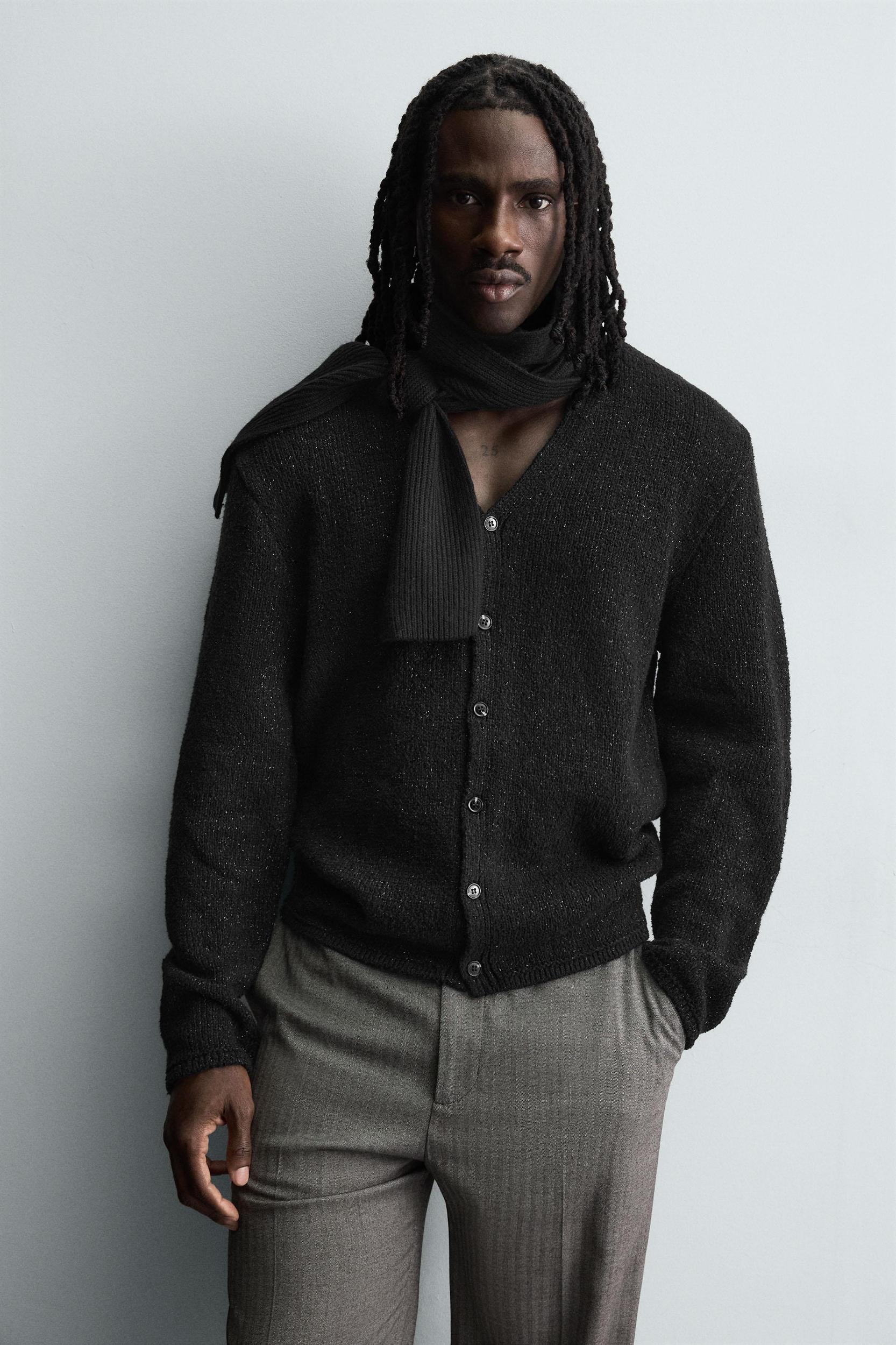 SHINY TEXTURED CARDIGAN Product Image