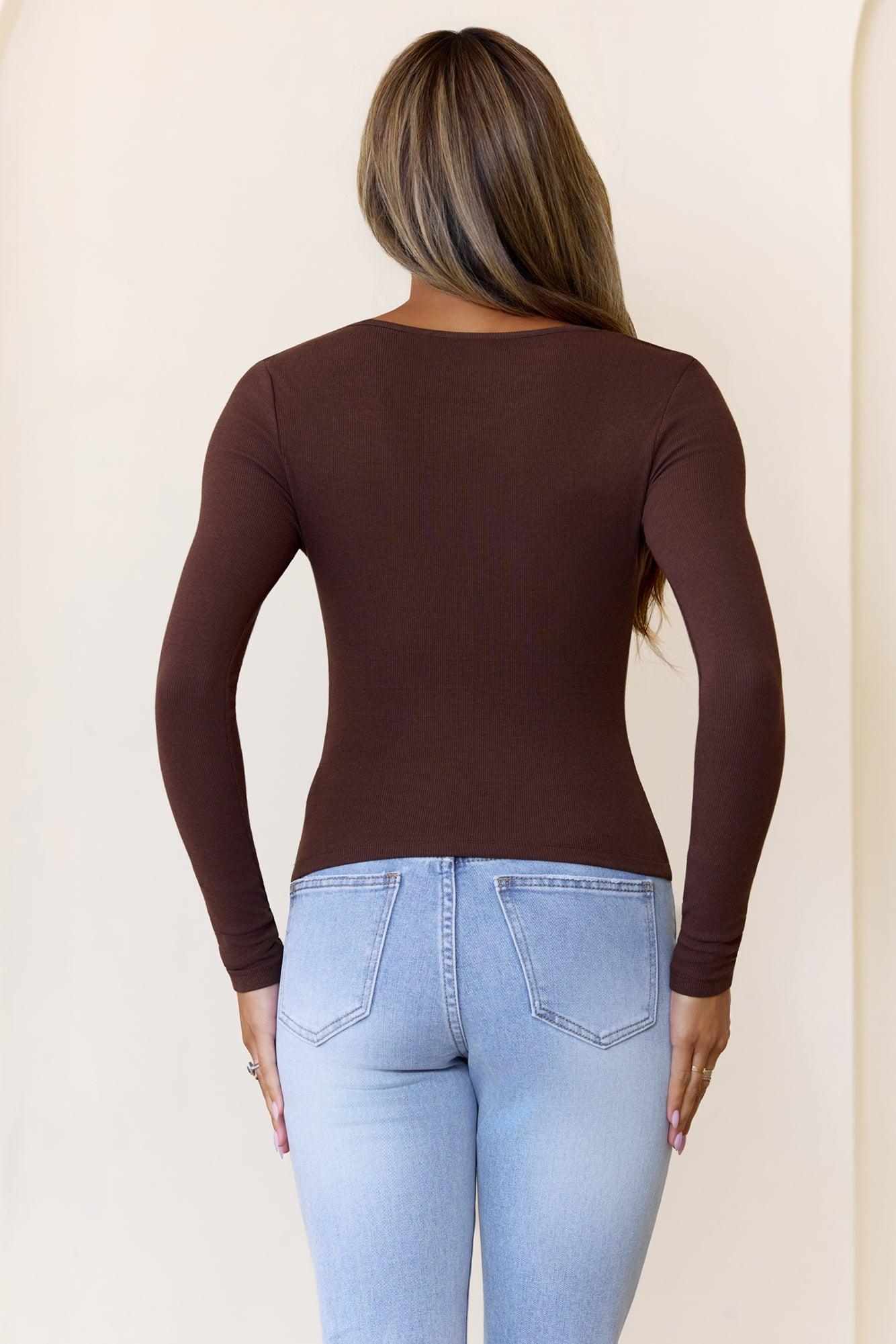 BASE Luxe Rib Wear Now Long Sleeve Top Chocolate Product Image