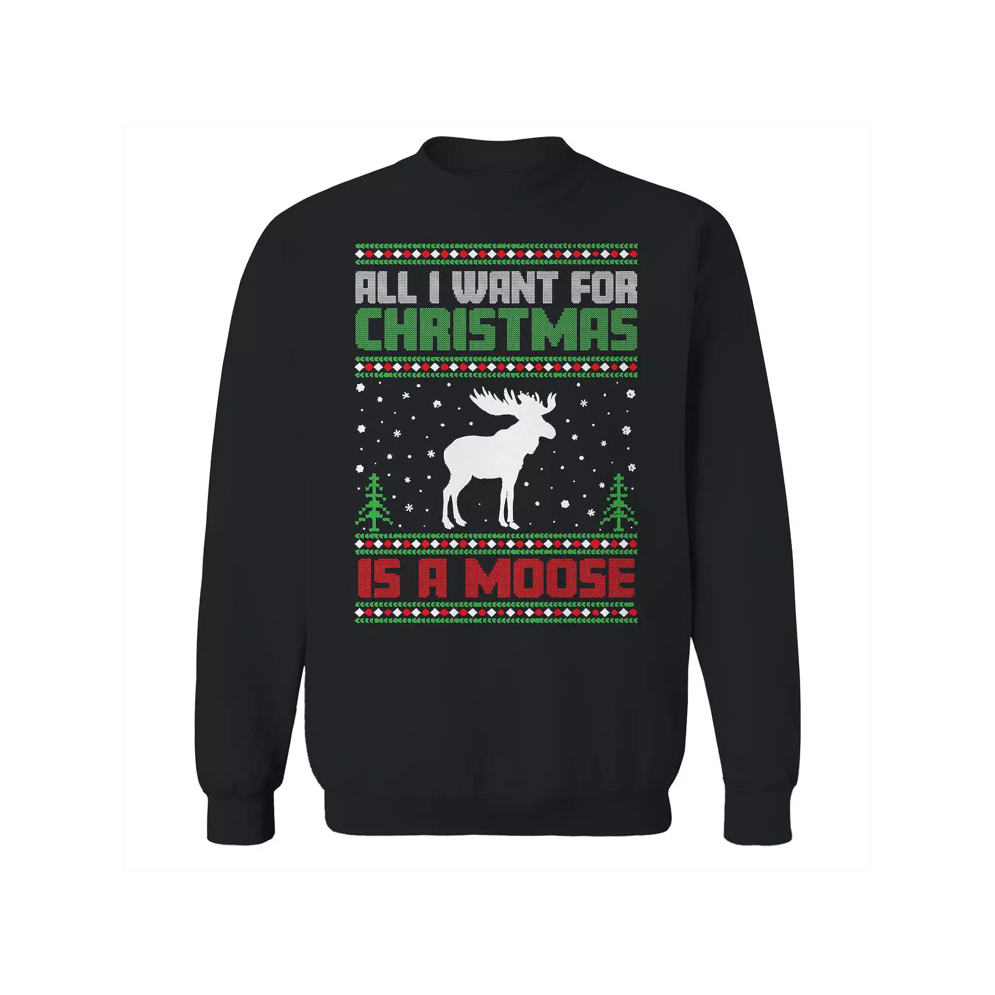 Men's Ugly Christmas Sweater Moose Graphic Sweatshirt, Adult Unisex,  Product Image
