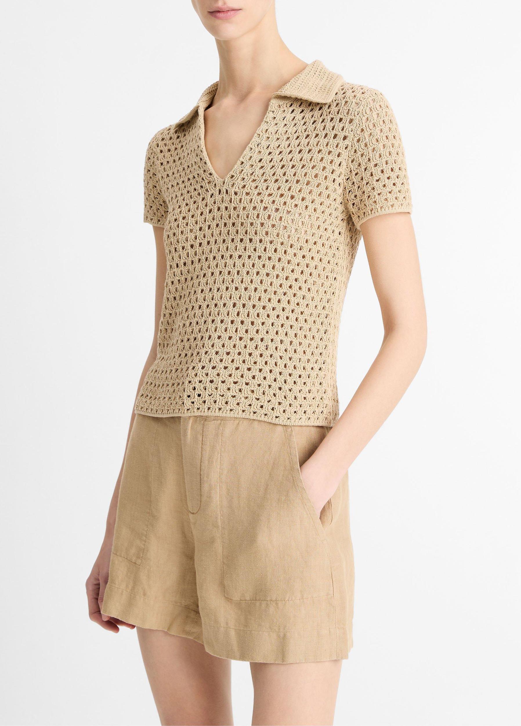 Macramé Cotton Polo Sweater Product Image