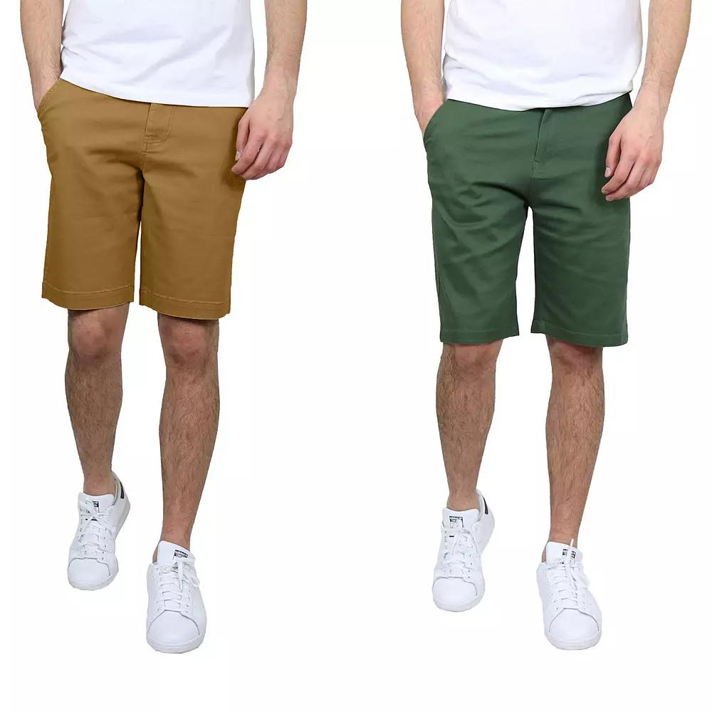 Men's Galaxy 10.5" 5-Pocket Flat-Front Slim-Fit Stretch Chino Shorts 2-Pack, Size: 30, Timber Green Product Image