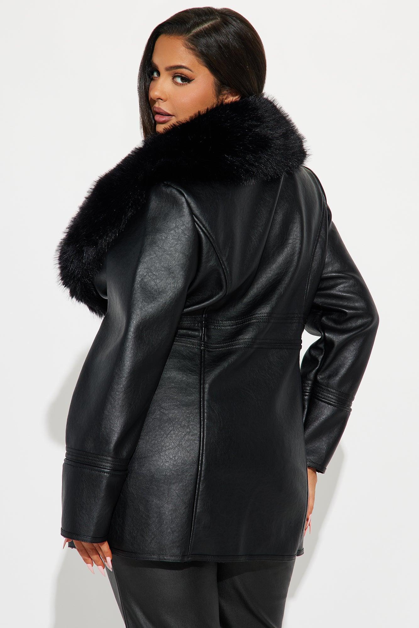 After Hour Faux Leather Coat - Black Product Image