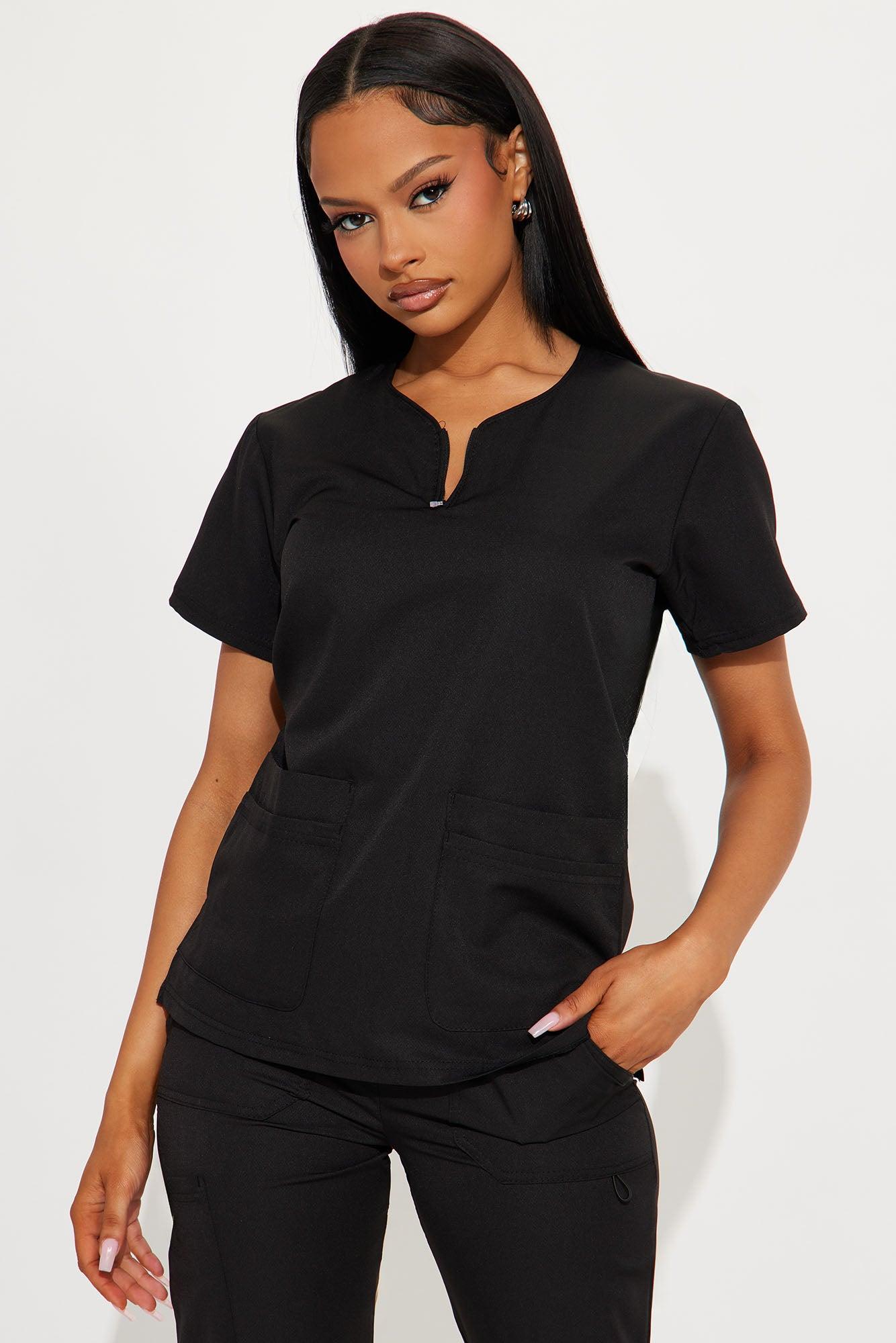 On The Daily 4 Way Stretch Scrub Uniform Jogger Set - Black Product Image