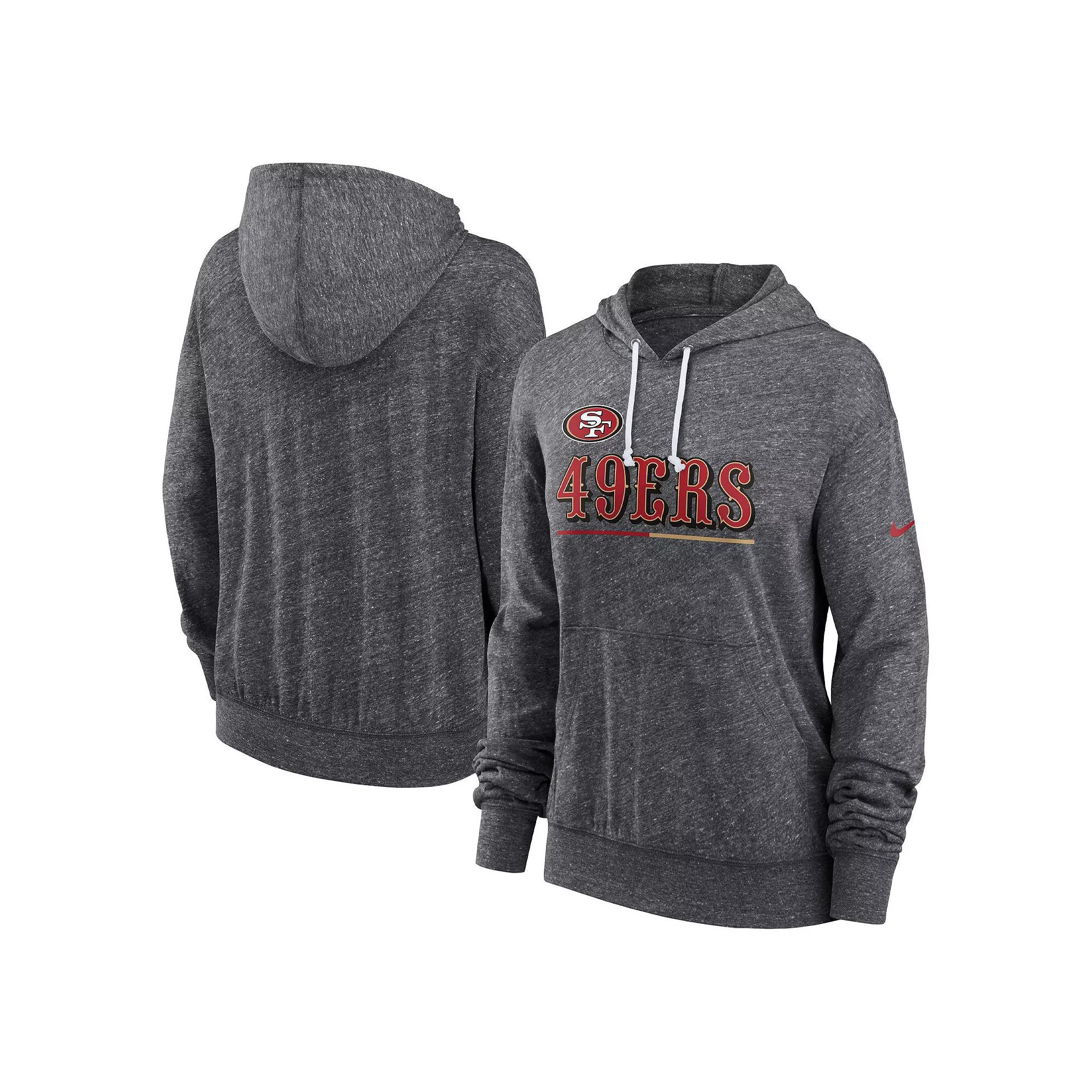 Women's Nike Heather Charcoal San Francisco 49ers Team Spirit Gym Vintage Lightweight Hoodie Top,  Product Image