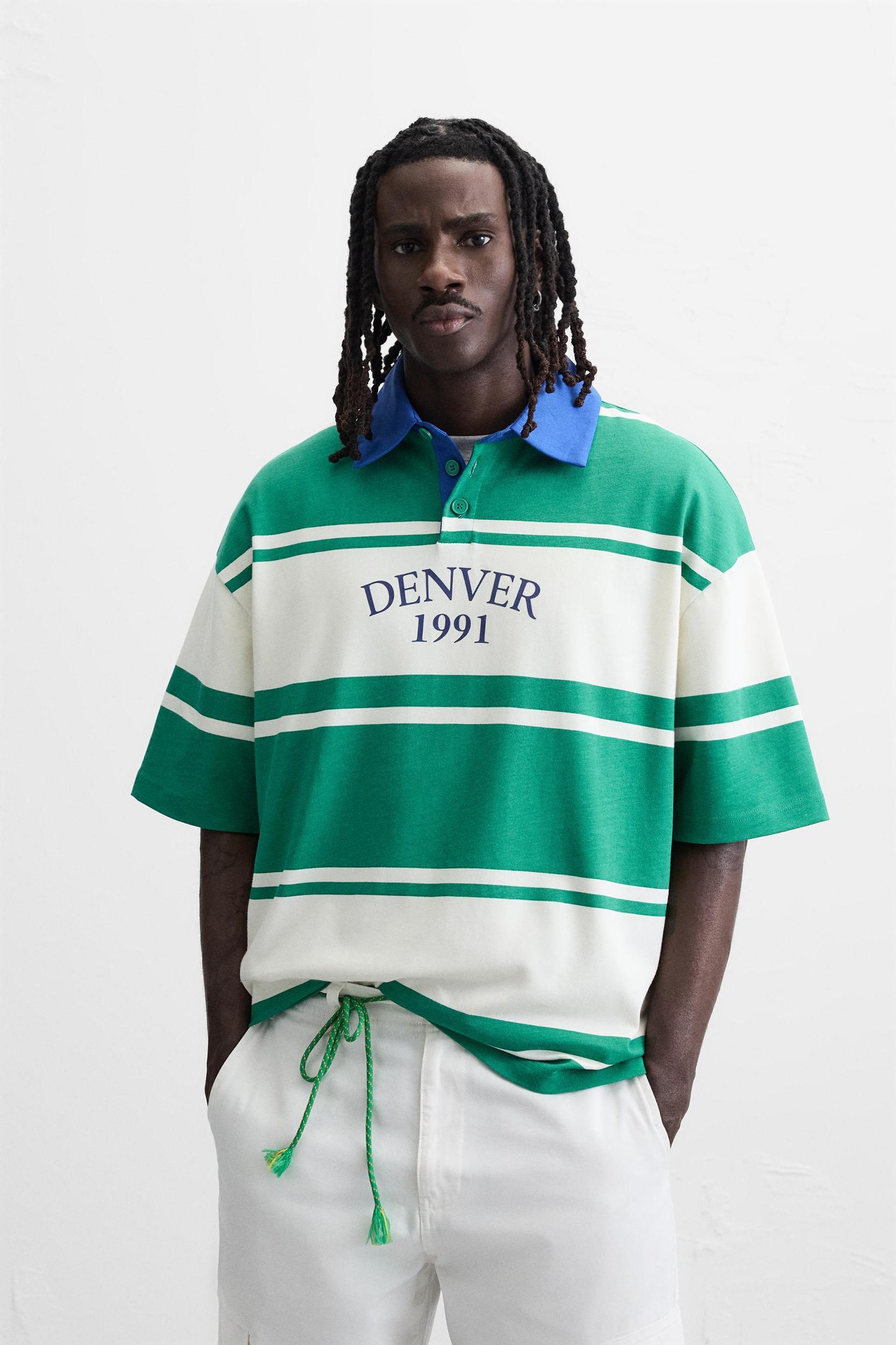 STRIPED TEXT POLO SHIRT Product Image