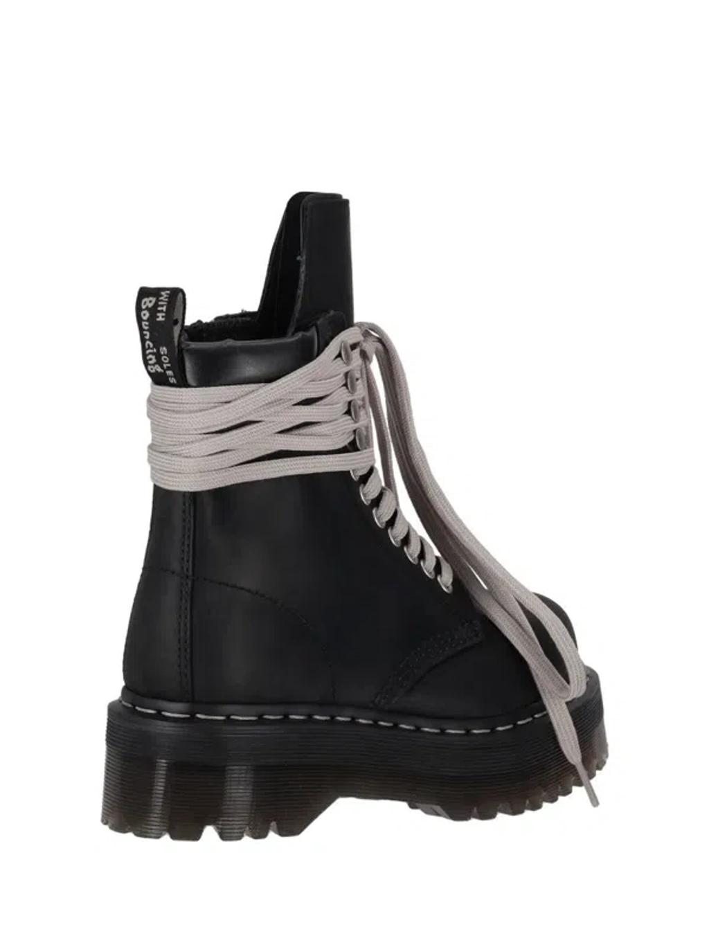 RICK OWENS X Dr. Martens Quad Sole Steel Toe Leather Ankle Boots In Black Product Image