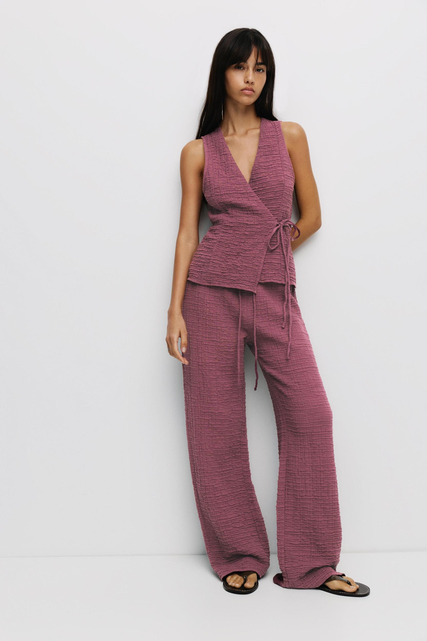 Creased effect double-breasted vest Product Image