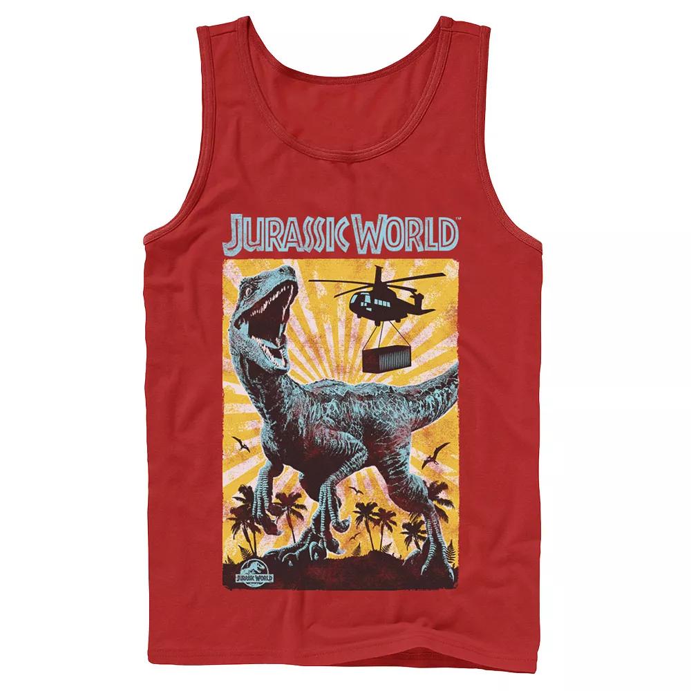 Men's Jurassic World T-Rex Color Pop Retro Poster Tank Top,  Product Image