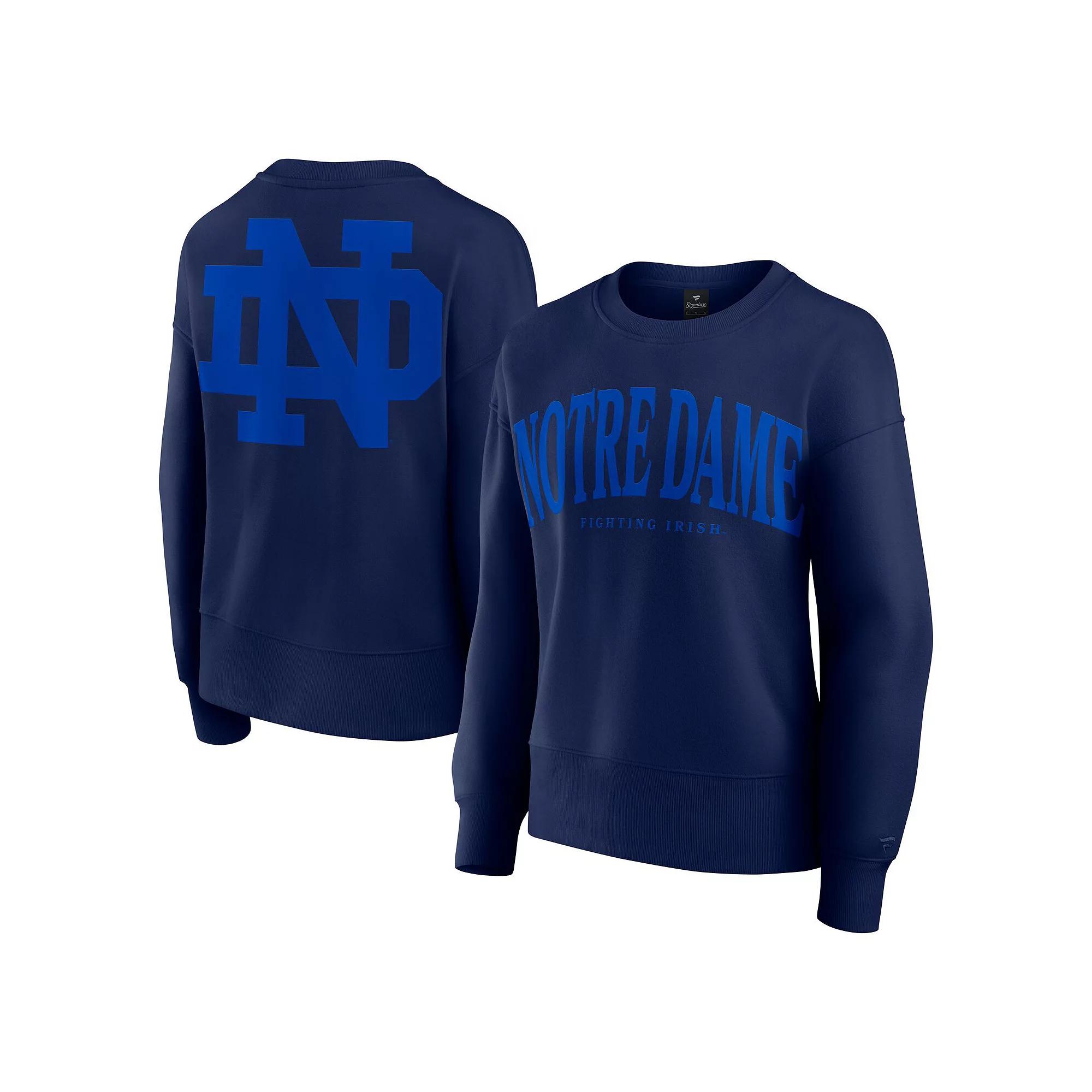 Women's Fanatics Navy Notre Dame Fighting Irish Supersoft Flow Fleece Pullover Sweatshirt,  Product Image