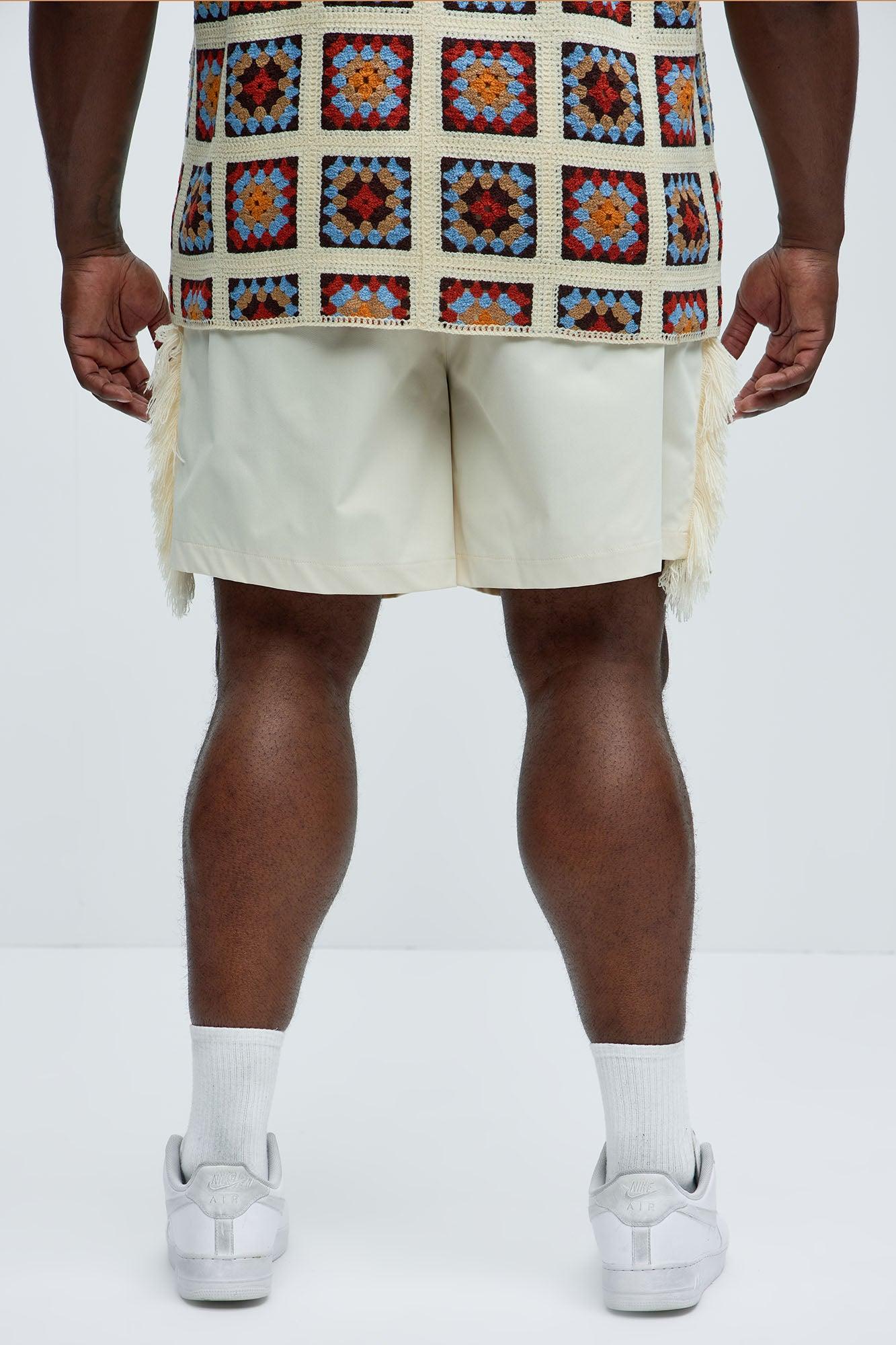 Nowhere Frayed Relaxed Shorts - Off White Product Image