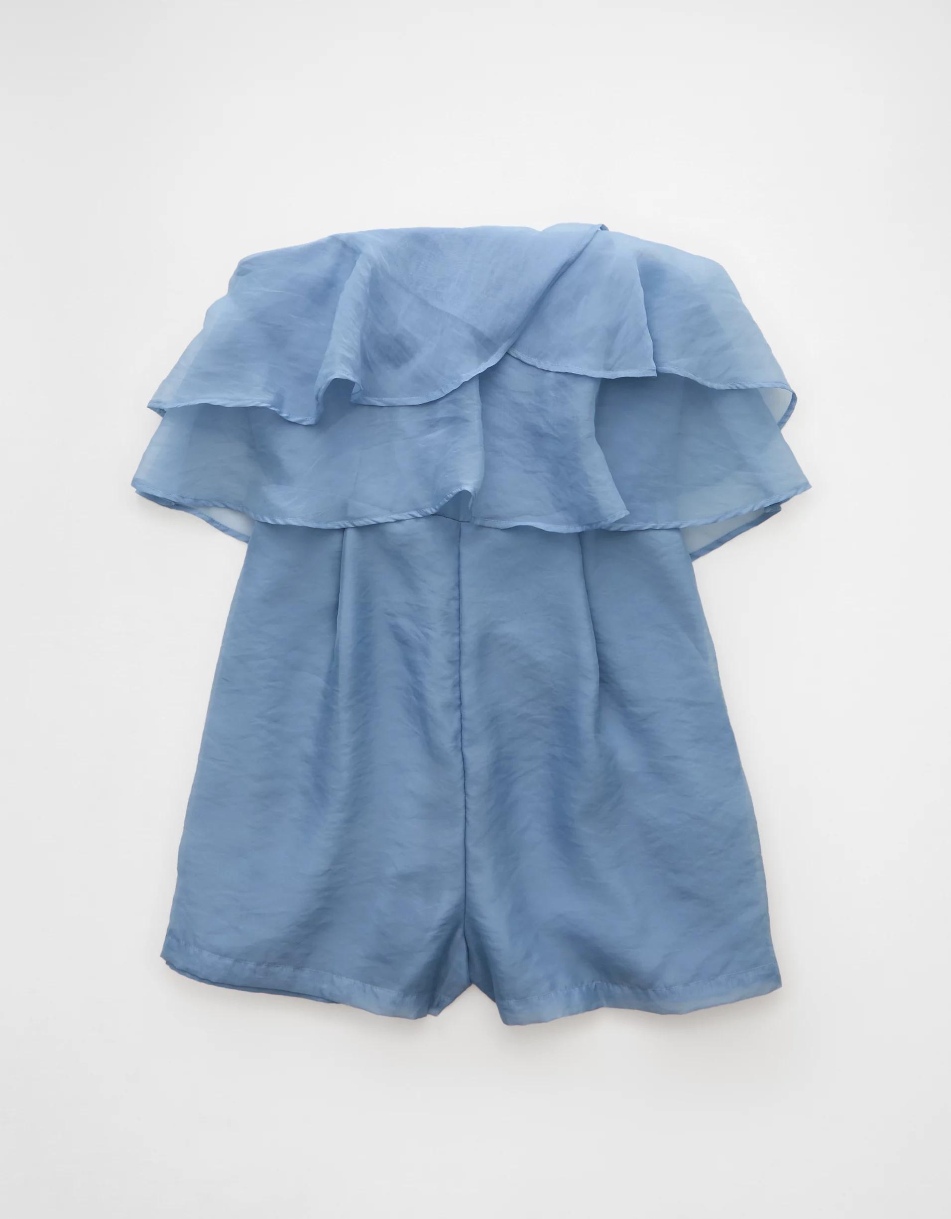AE Strapless Organza Ruffle Romper Product Image