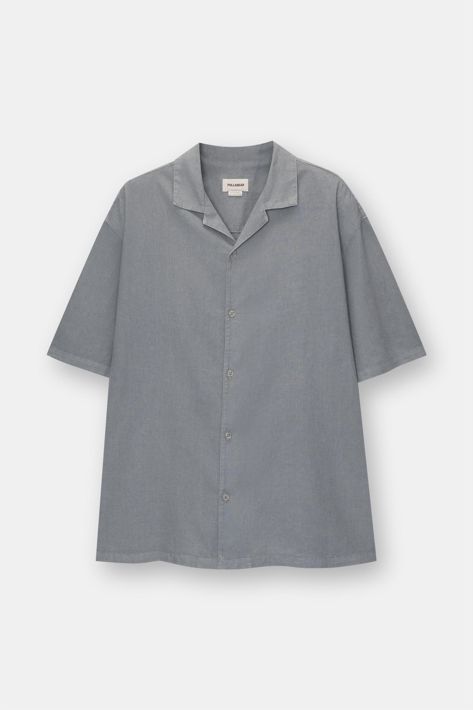 Basic short sleeve linen blend shirt Product Image