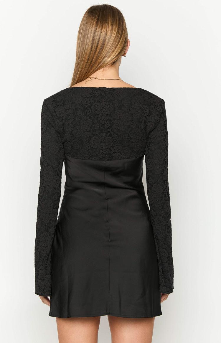 Vanette Black Long Sleeve Mini Dress Product Image