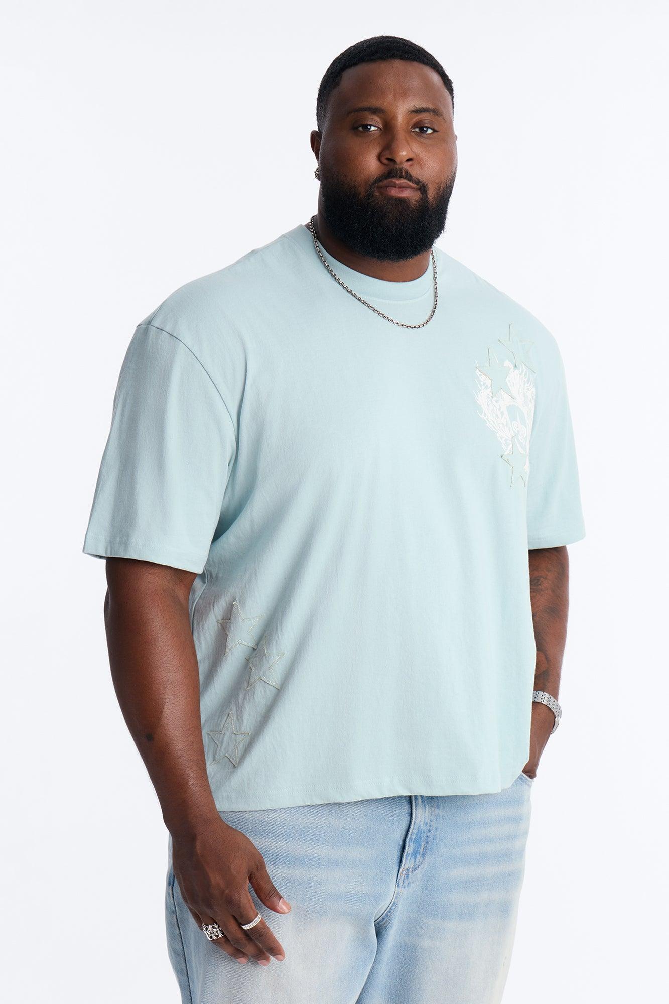 Star Royal Crest Washed Boxy Short Sleeve Tee - Blue Male Product Image