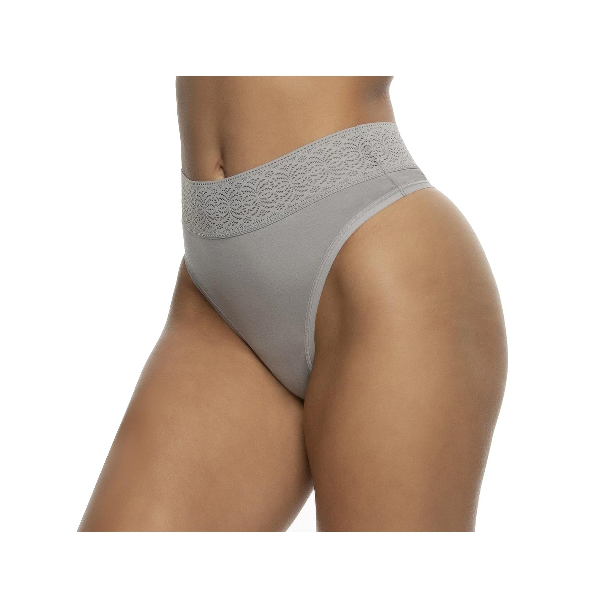 Women's Jezebel Serene High Waisted Thong Panty 530164, Size: Medium, Gray Product Image