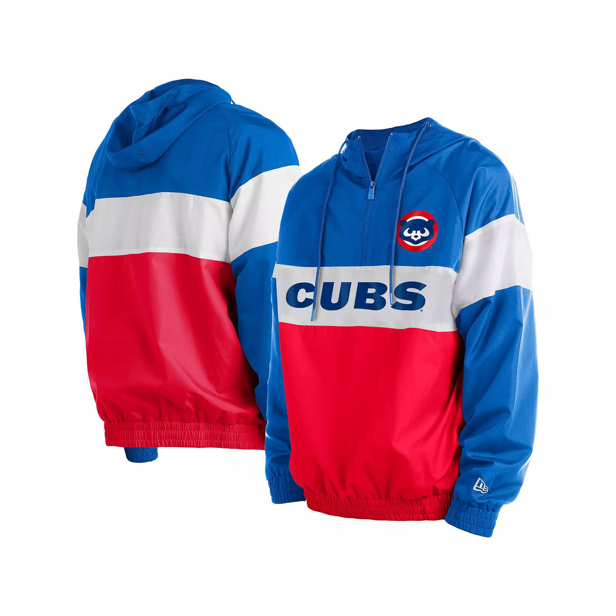 Men's New Era Red Chicago Cubs Raglan Quarter-Zip Hoodie, Size: Small Product Image