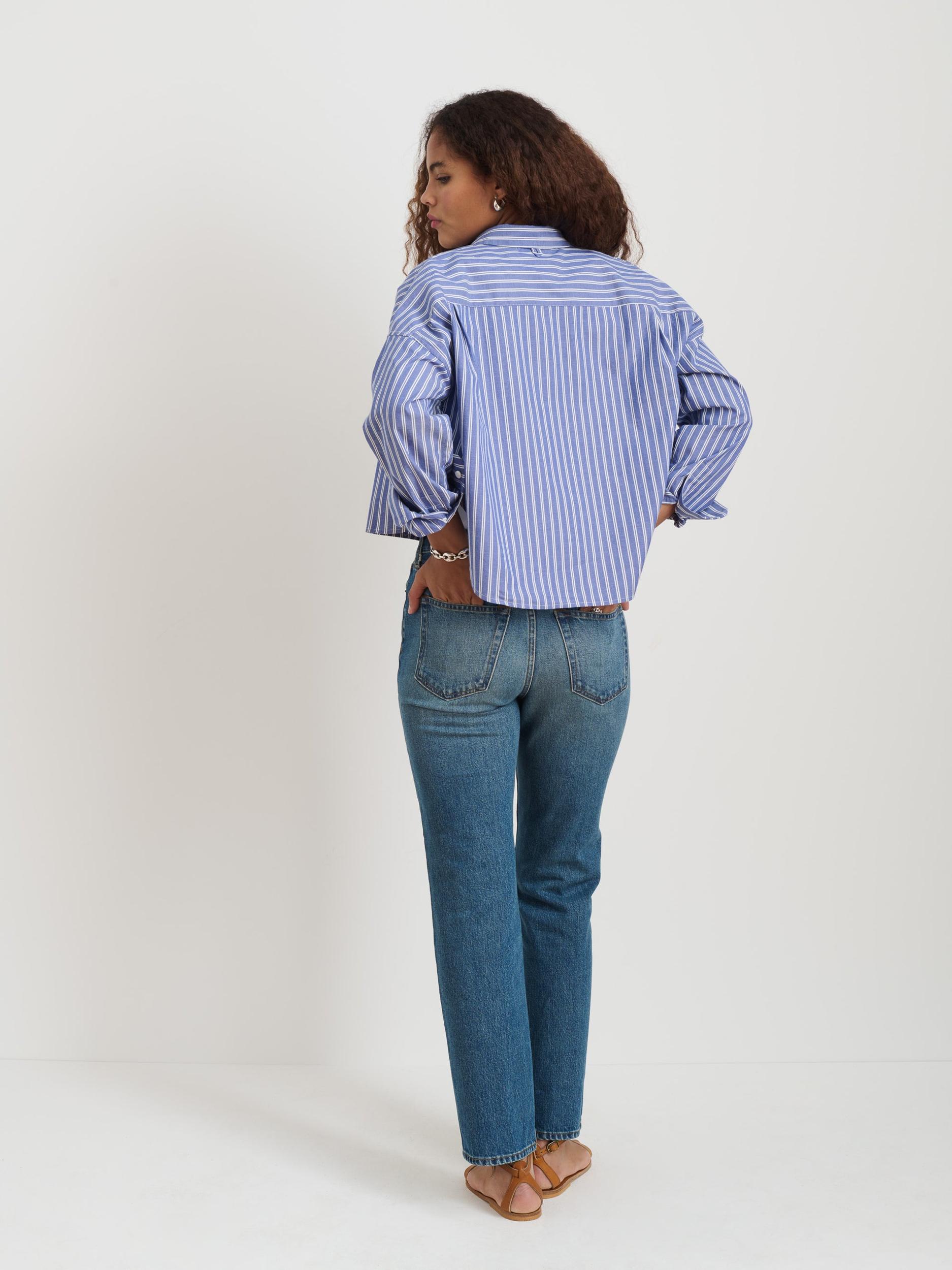 Cropped Jo Striped Shirt In Oxford Product Image