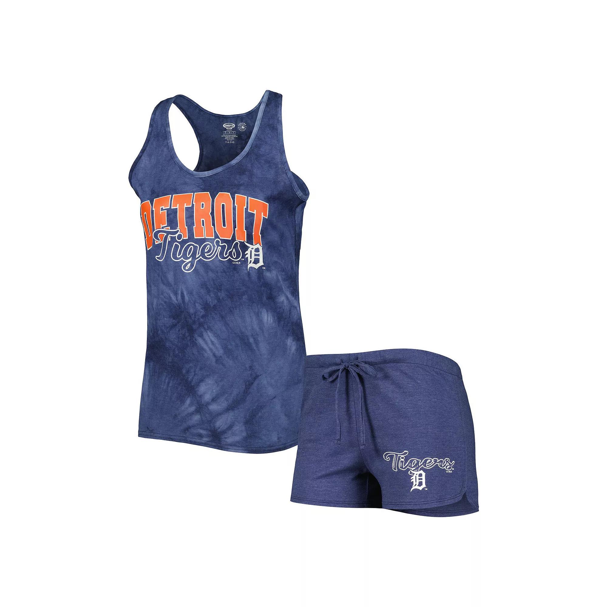 Women's Concepts Sport Navy Detroit Tigers Billboard Racerback Tank Top & Shorts Sleep Set, Size: Medium, Blue Product Image