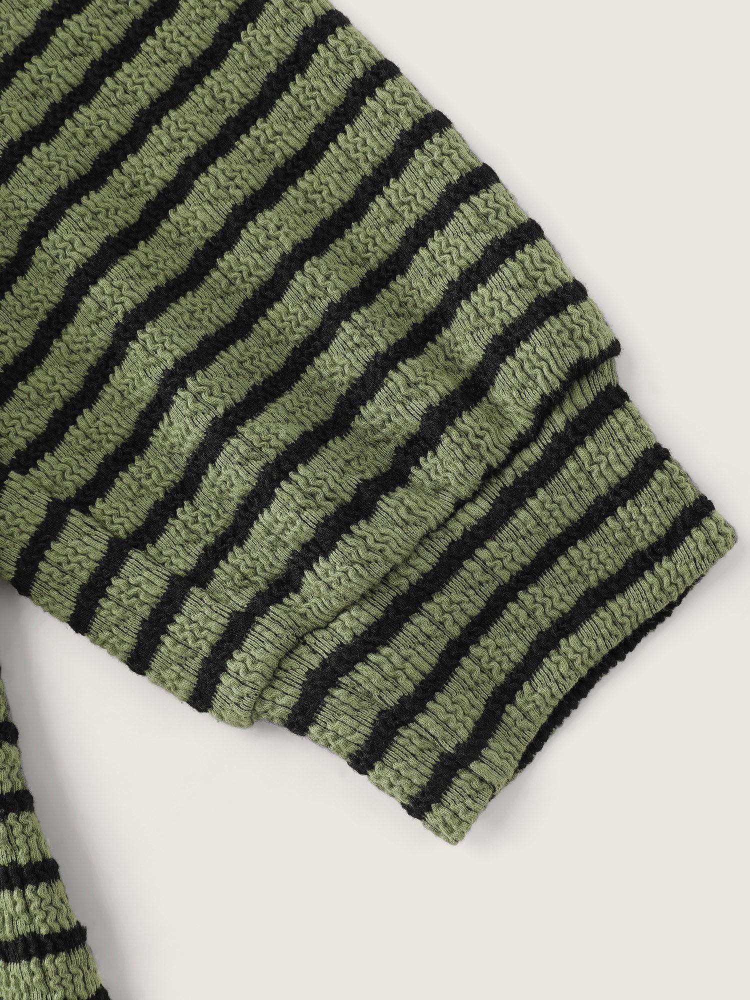 Textured Striped Stretchy Color Contrast T-Shirt Female Product Image