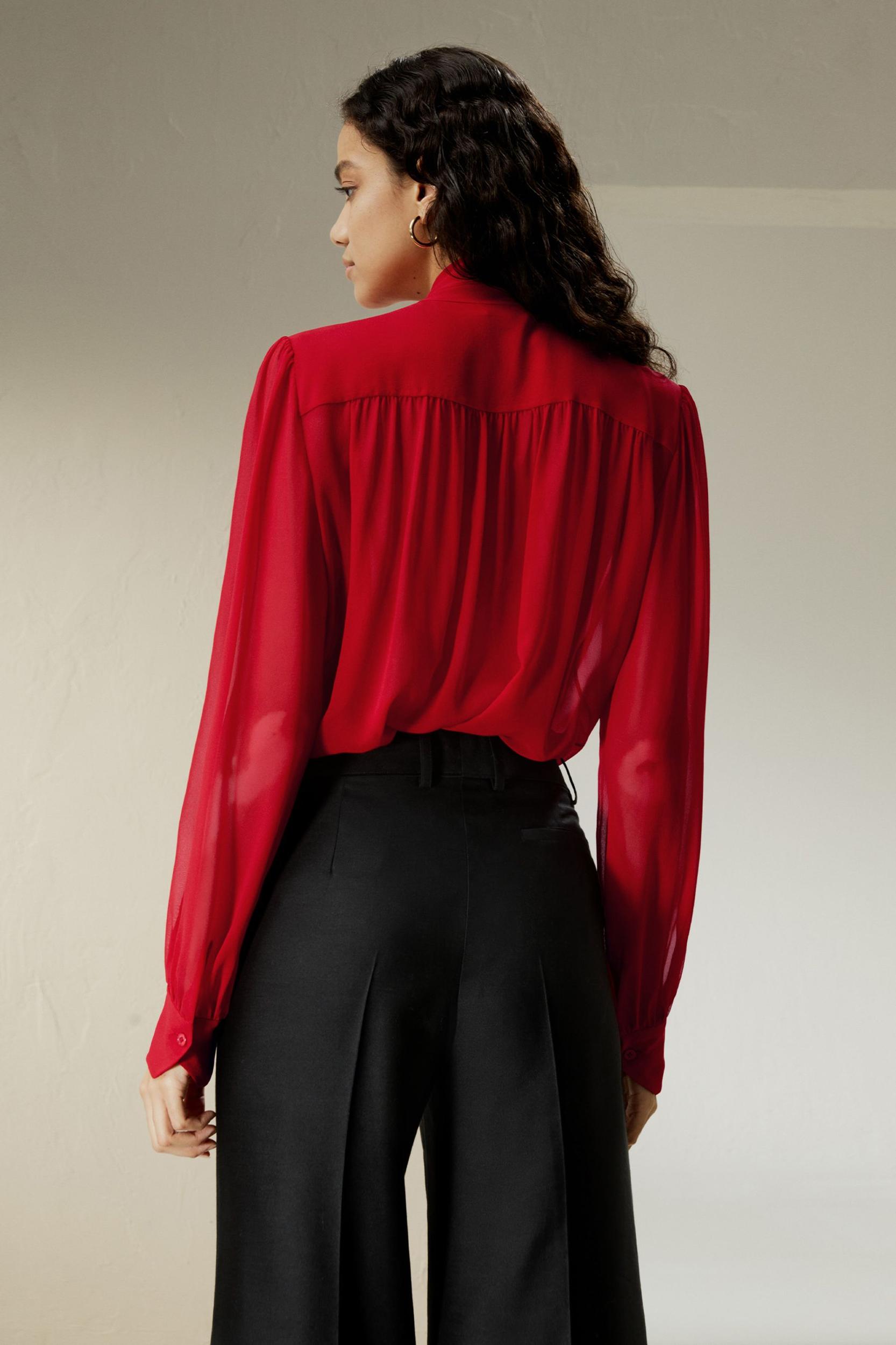 Bow Tie Silk Jasmine Blouse Product Image