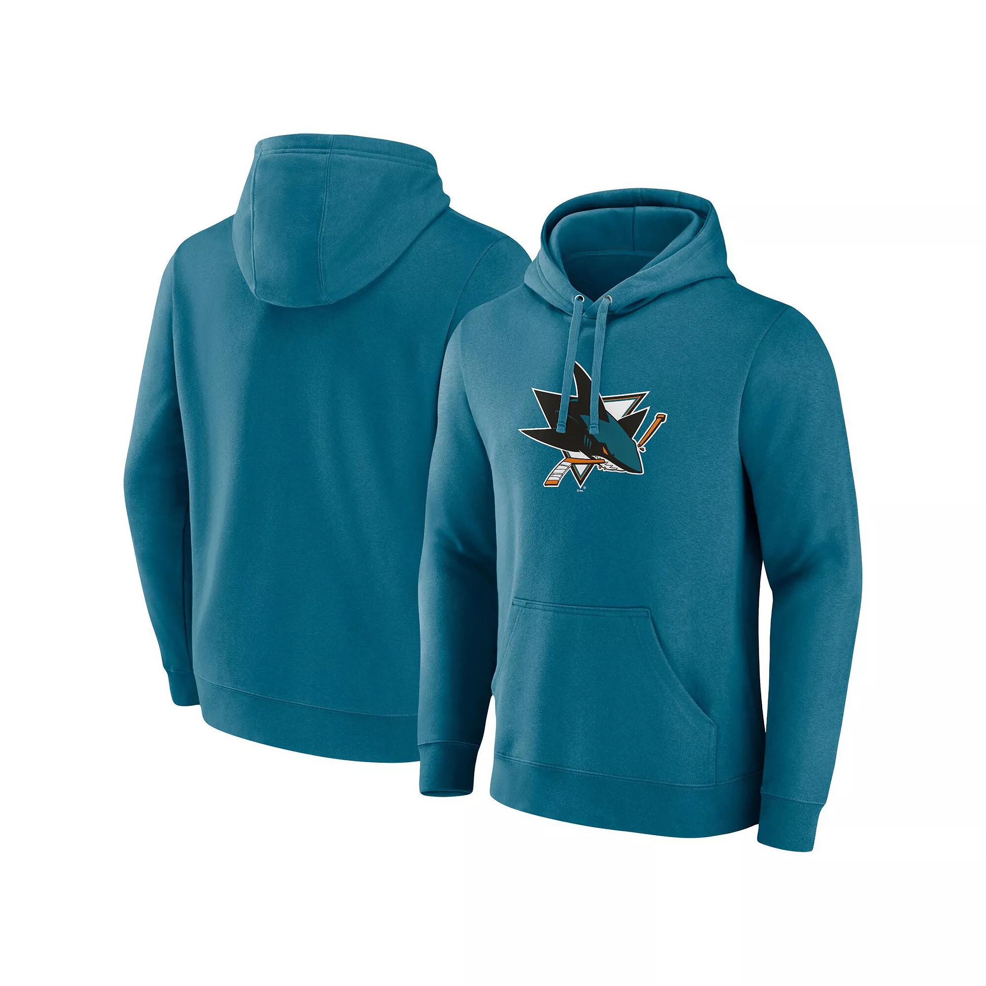 Men's Fanatics Branded Teal San Jose Sharks Primary Logo Pullover Hoodie, Size: 5XL, Sks Blue Product Image