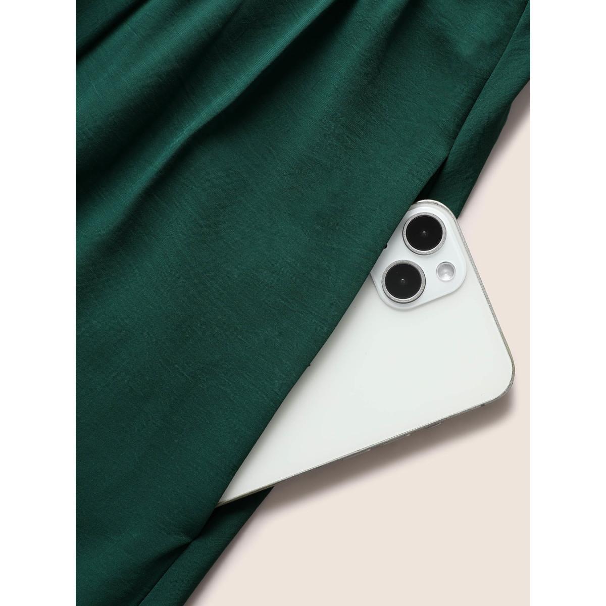 Plus Size Solid Tie Knot Slit Hem Dress DarkGreen Women Formal Tie knot Square Neck Sleeveless Curvy BloomChic 10/M Product Image