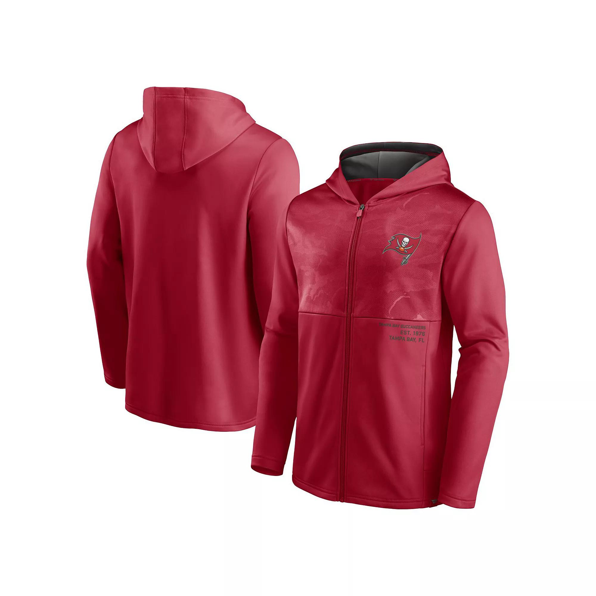 Men's Fanatics Branded Red Tampa Bay Buccaneers Defender Full-Zip Hoodie Jacket,  Product Image