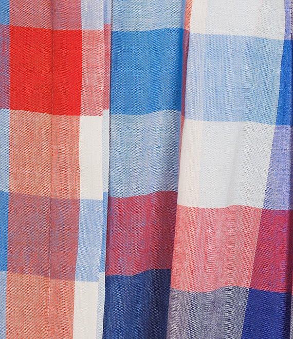 Jude Connally Pauline Montauk Plaid Crew Neck Sleeveless Belted Midi Dress Product Image