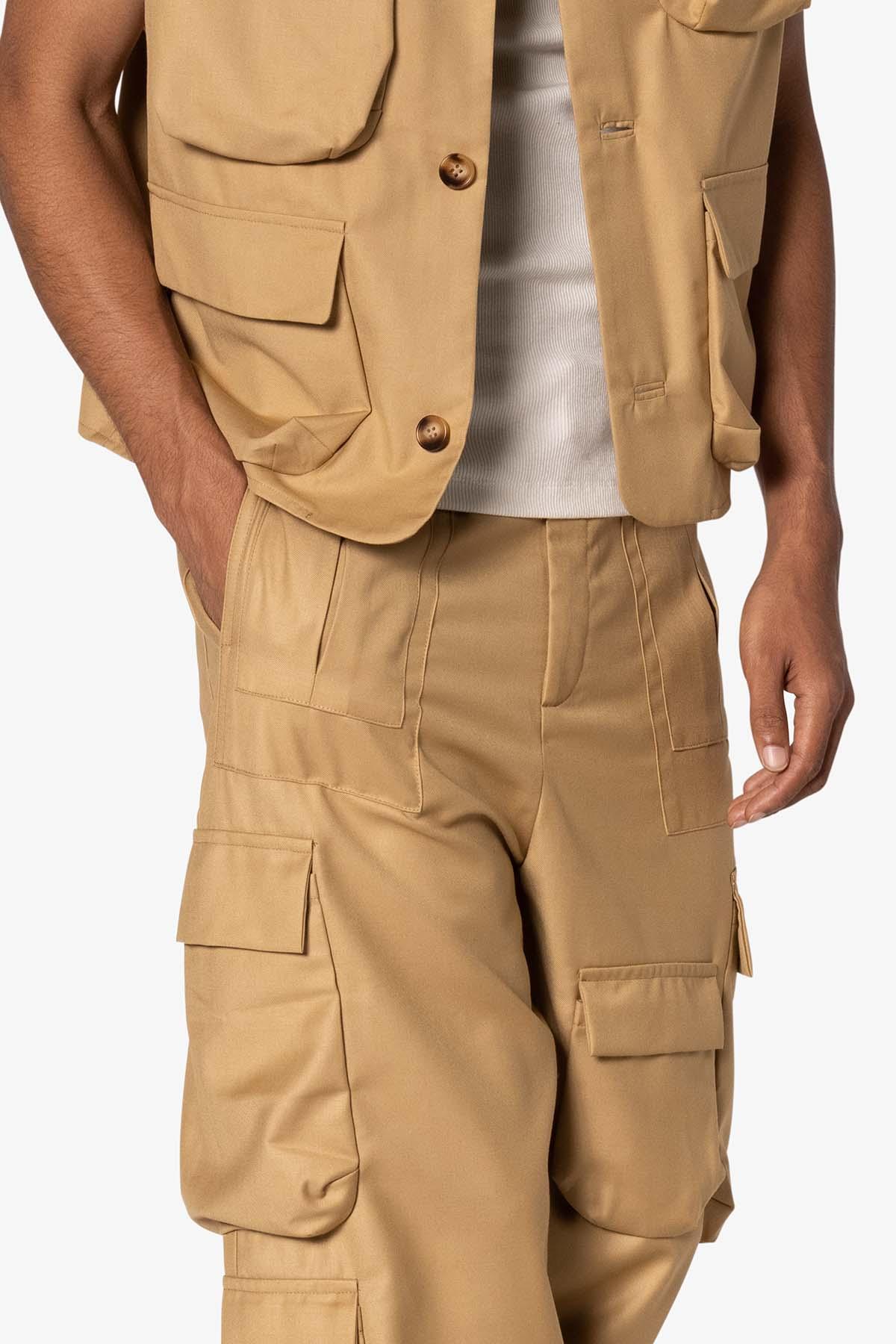 Bonded Gabardine Cargo Pants - Tan Product Image