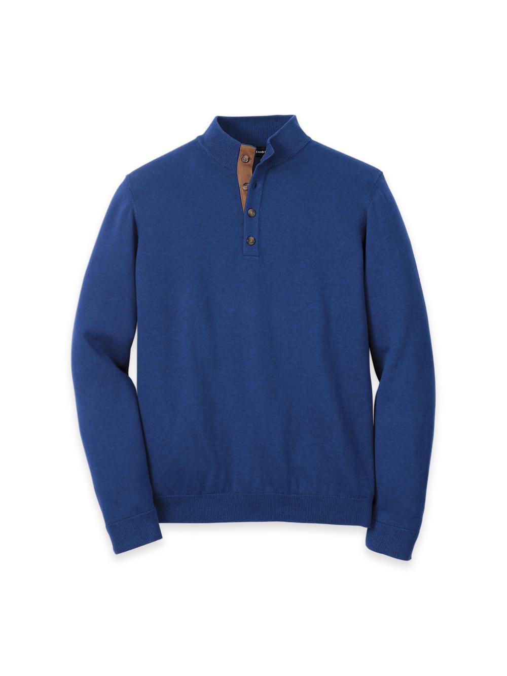 Supima Cotton Four Button Mock Neck Sweater - Plum Product Image