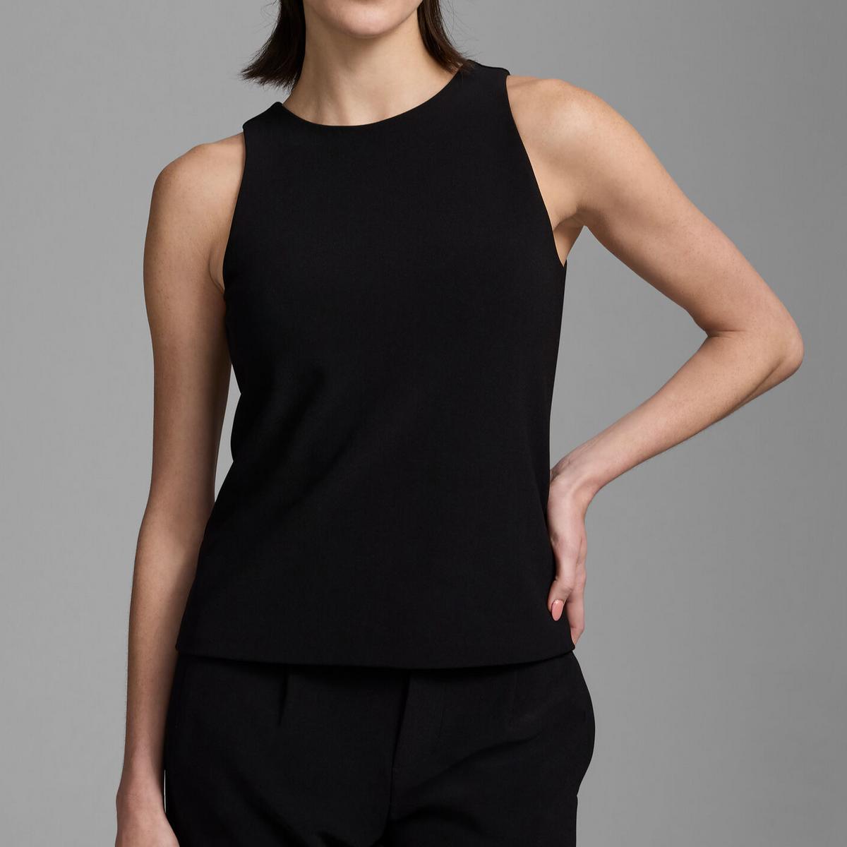 Knit Scuba High Neck Tank - Caviar Product Image