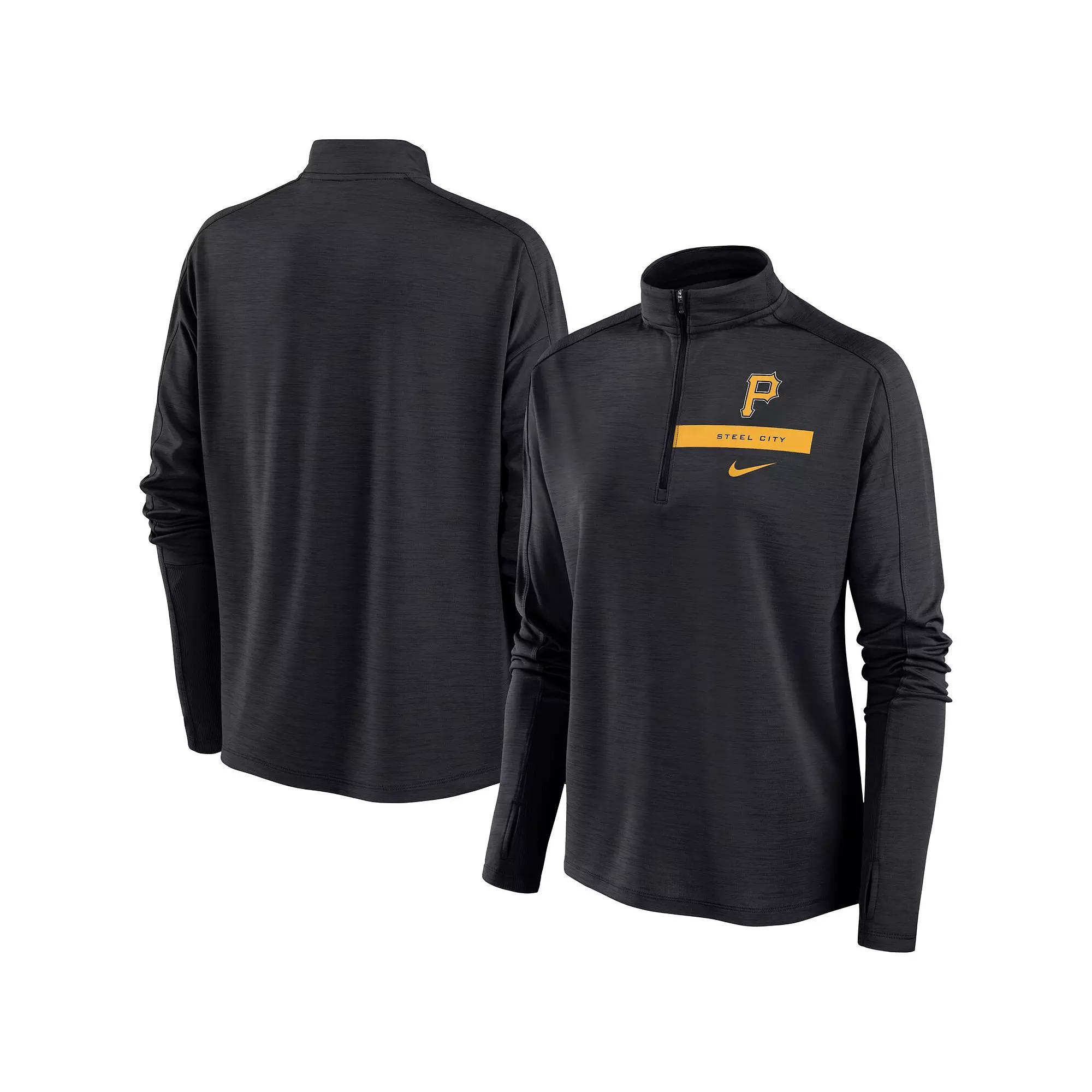 Women's Nike Black Pittsburgh Pirates Primetime Local Touch Pacer Quarter-Zip Top,  Product Image