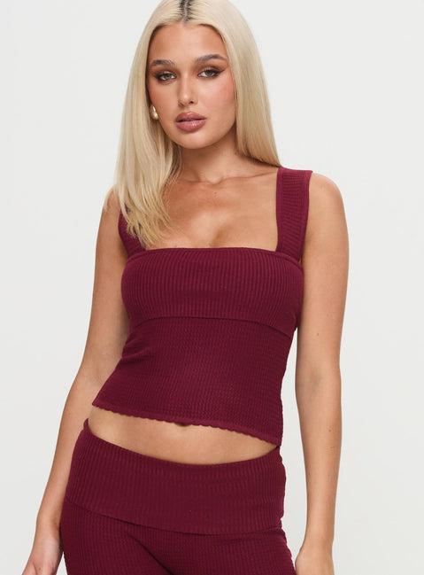 Mooring Square Neck Top Maroon Product Image