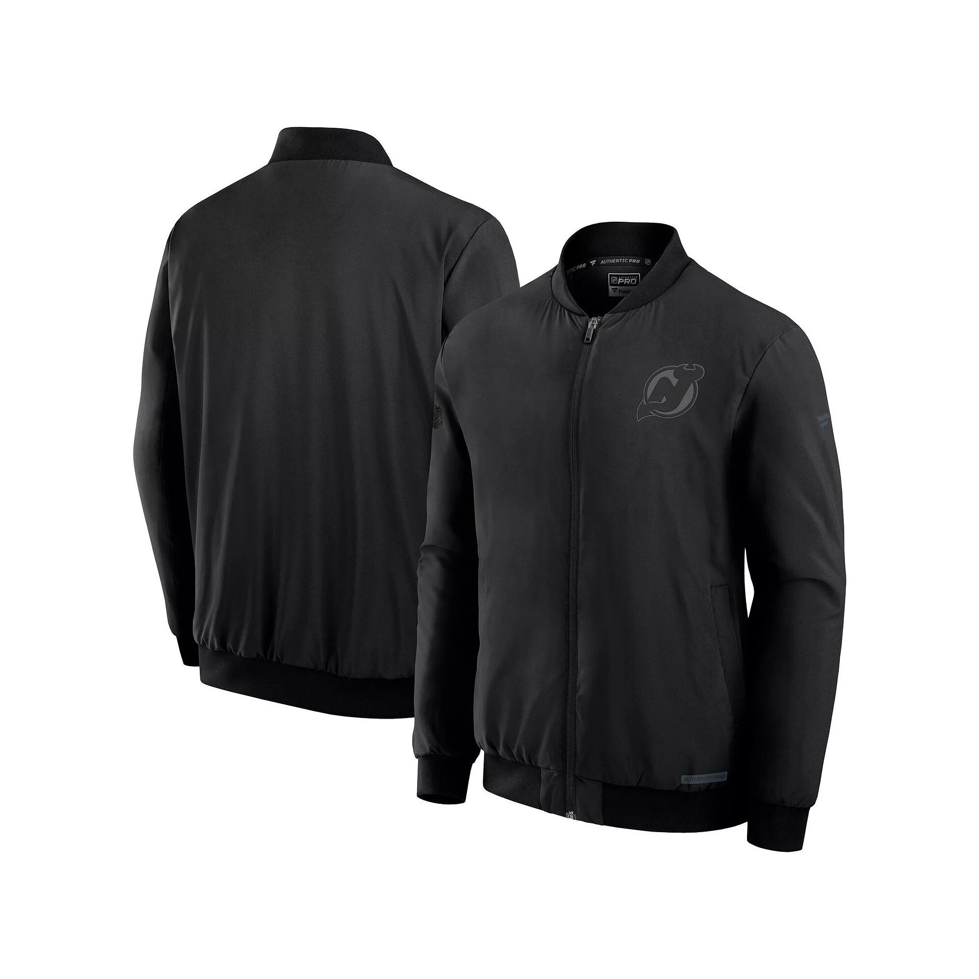 Men's Fanatics Black New Jersey Devils Authentic Pro Road Full-Zip Bomber Jacket,  Product Image