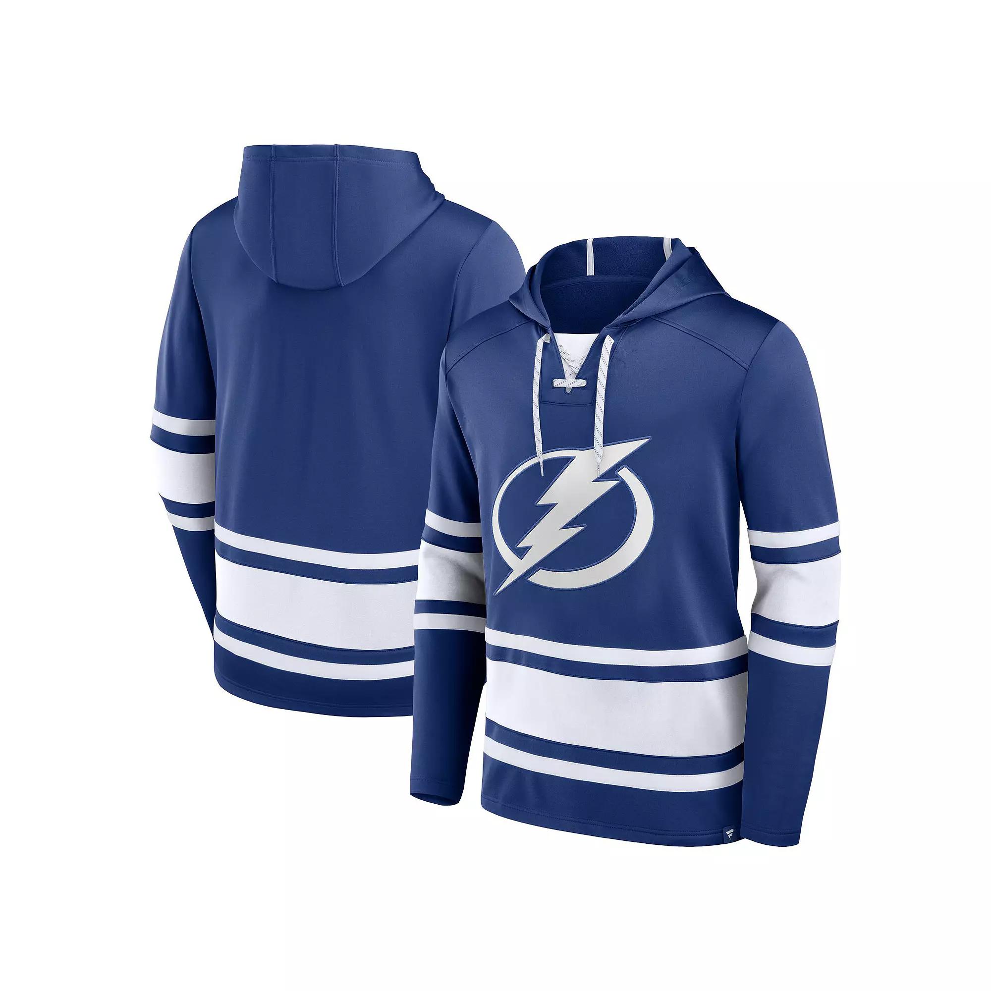 Men's Fanatics Branded Blue Tampa Bay Lightning Puck Deep Lace-Up Pullover Hoodie, Size: XL, Lgh Blue Product Image
