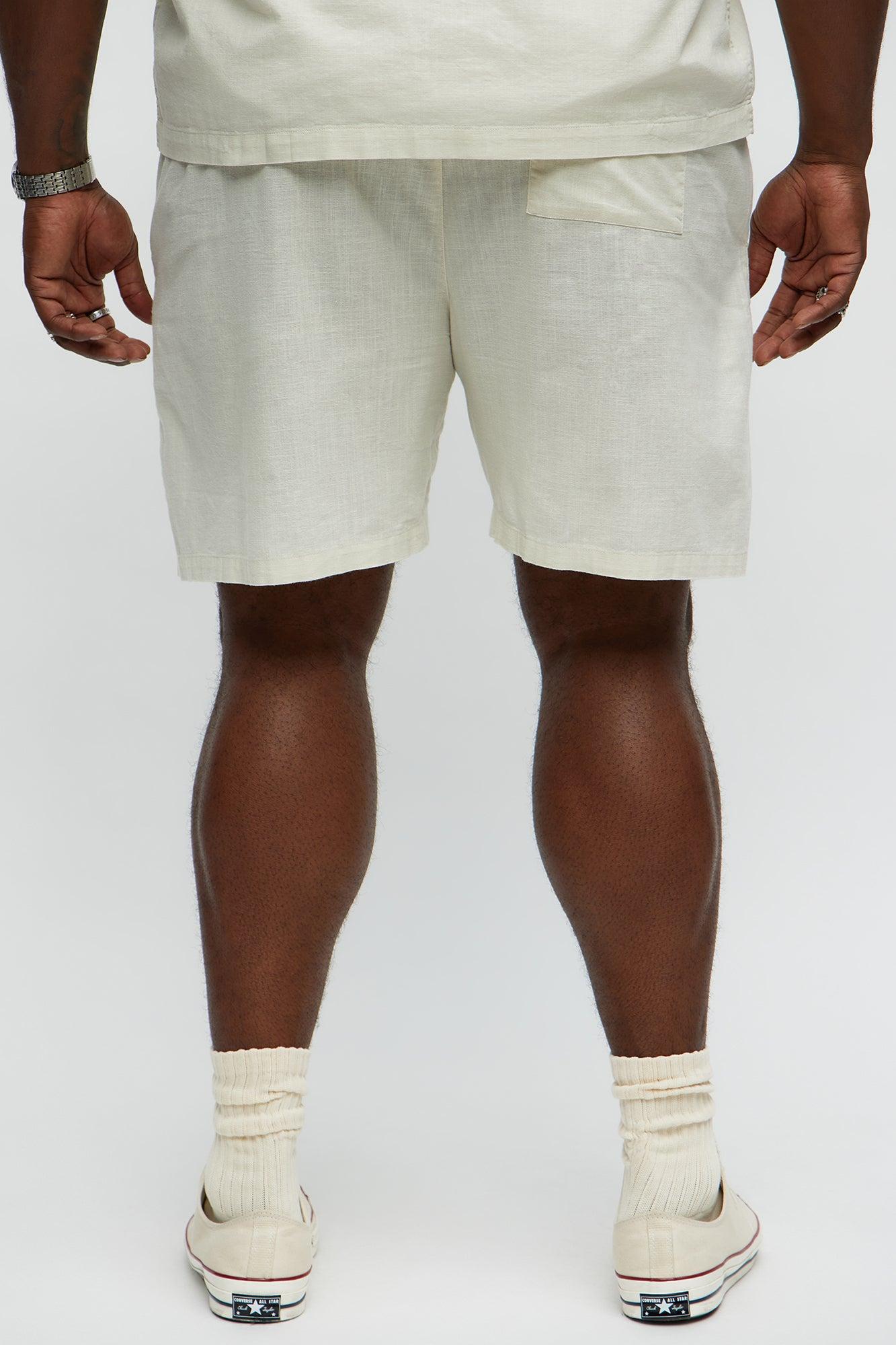 Sunset Hour Relaxed Drawstring Shorts - Cream Product Image